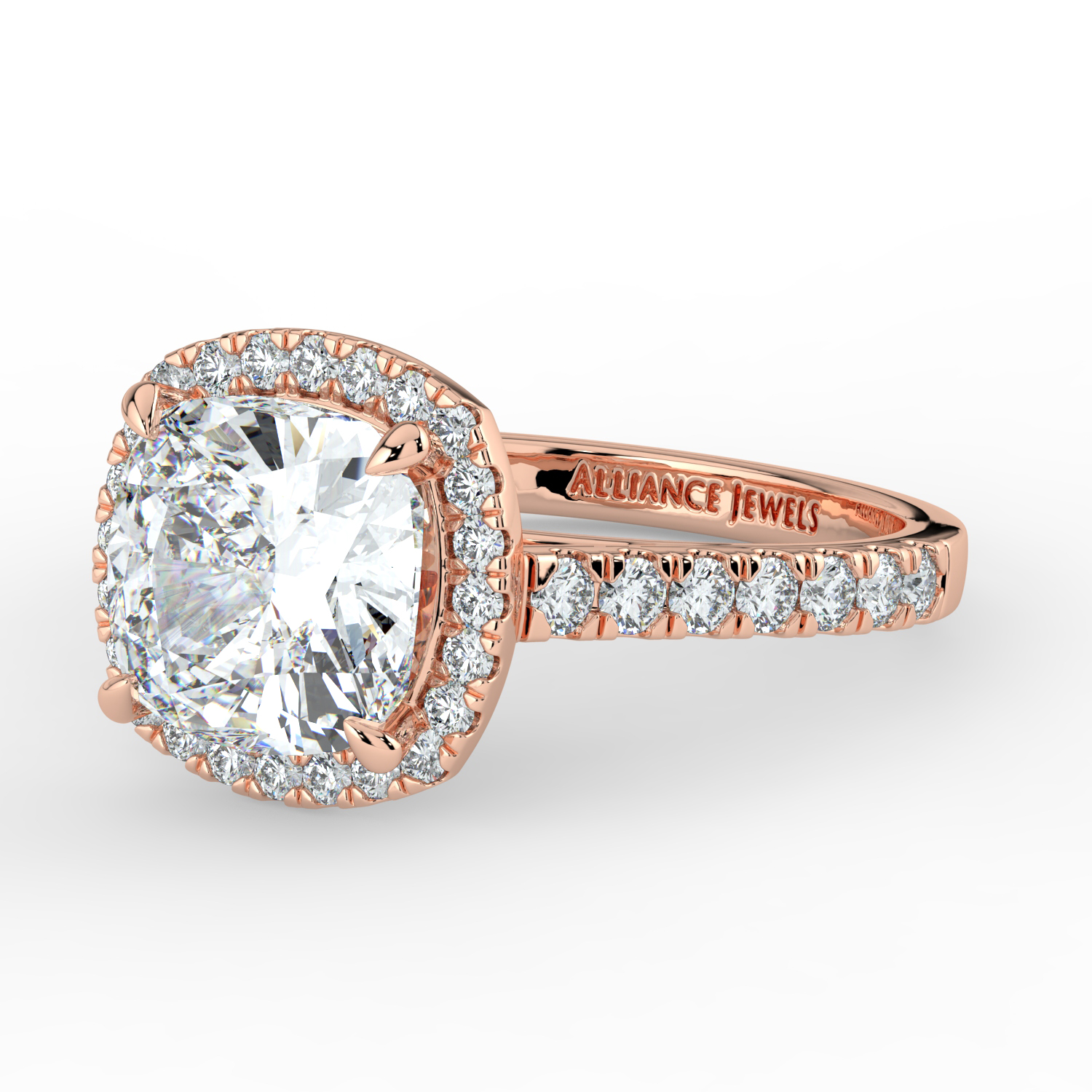 Cushion Cut Classic Halo Diamond Band