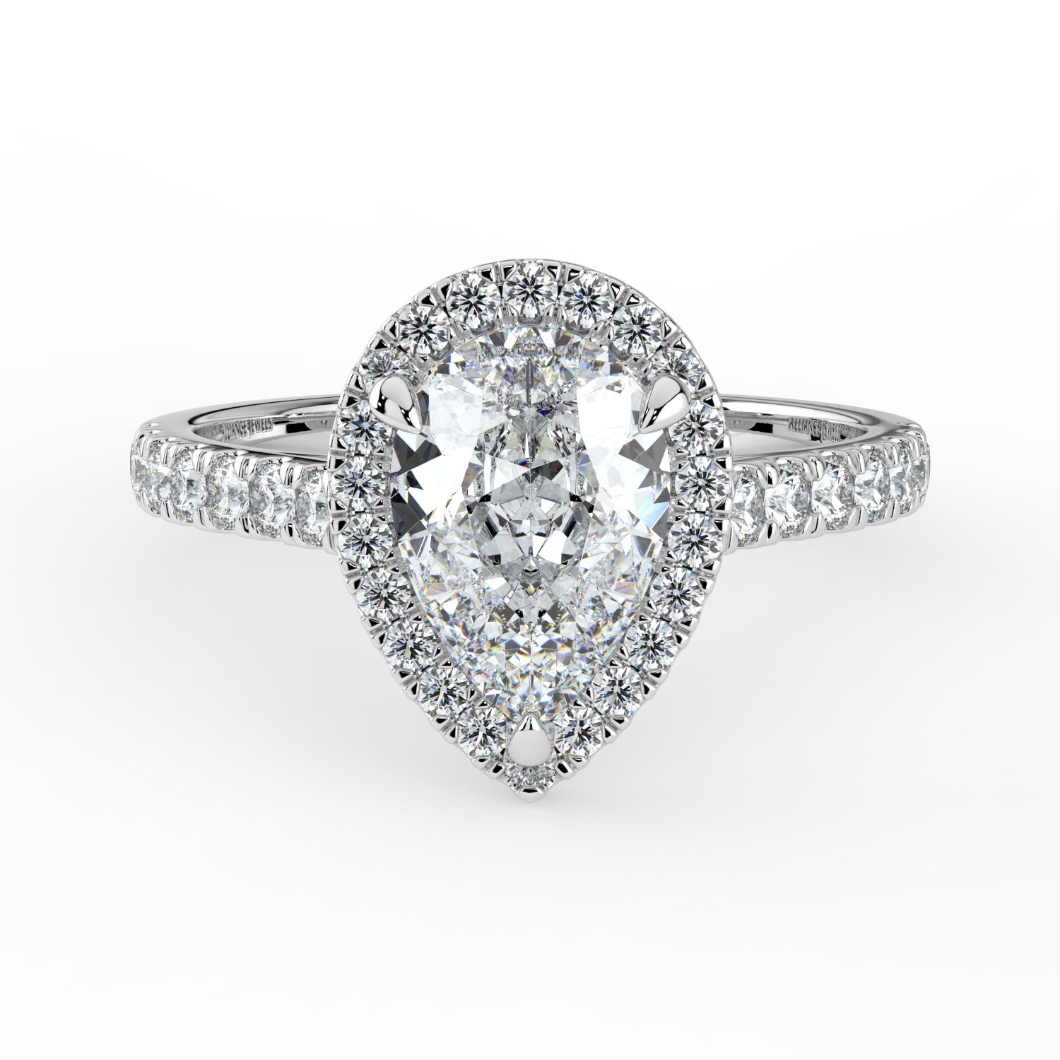 Pear Classic Halo Diamond Band