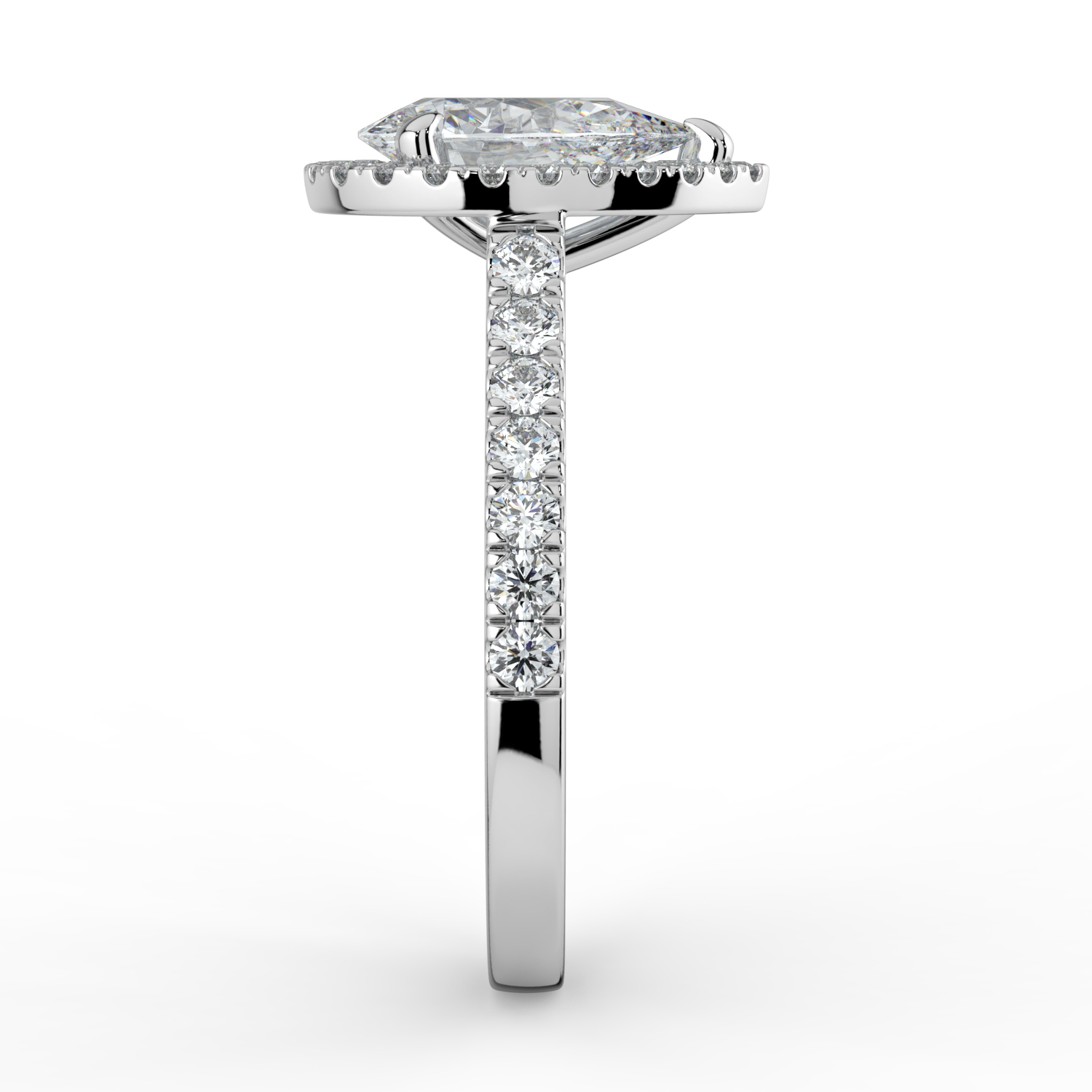 Pear Classic Halo Diamond Band