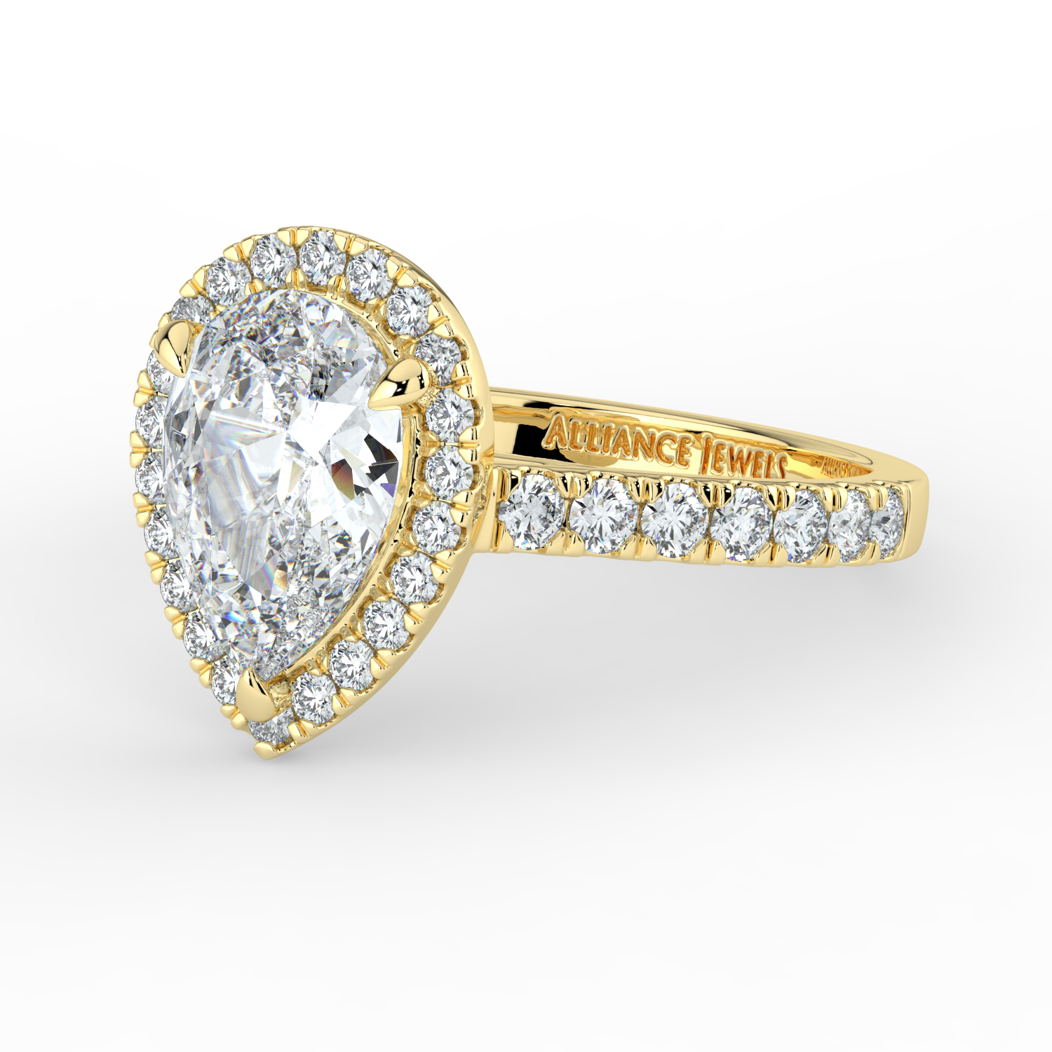 Pear Classic Halo Diamond Band