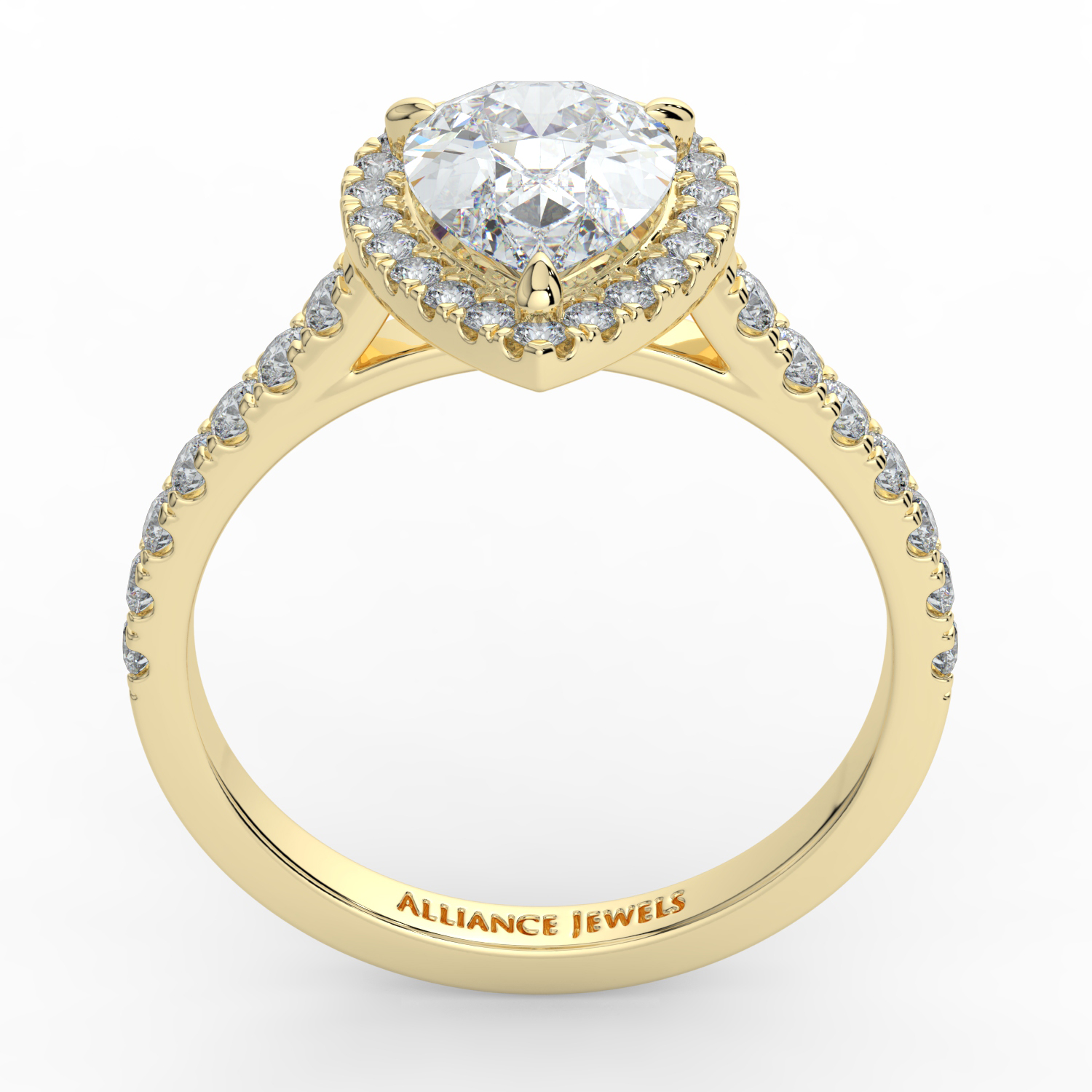 Pear Classic Halo Diamond Band