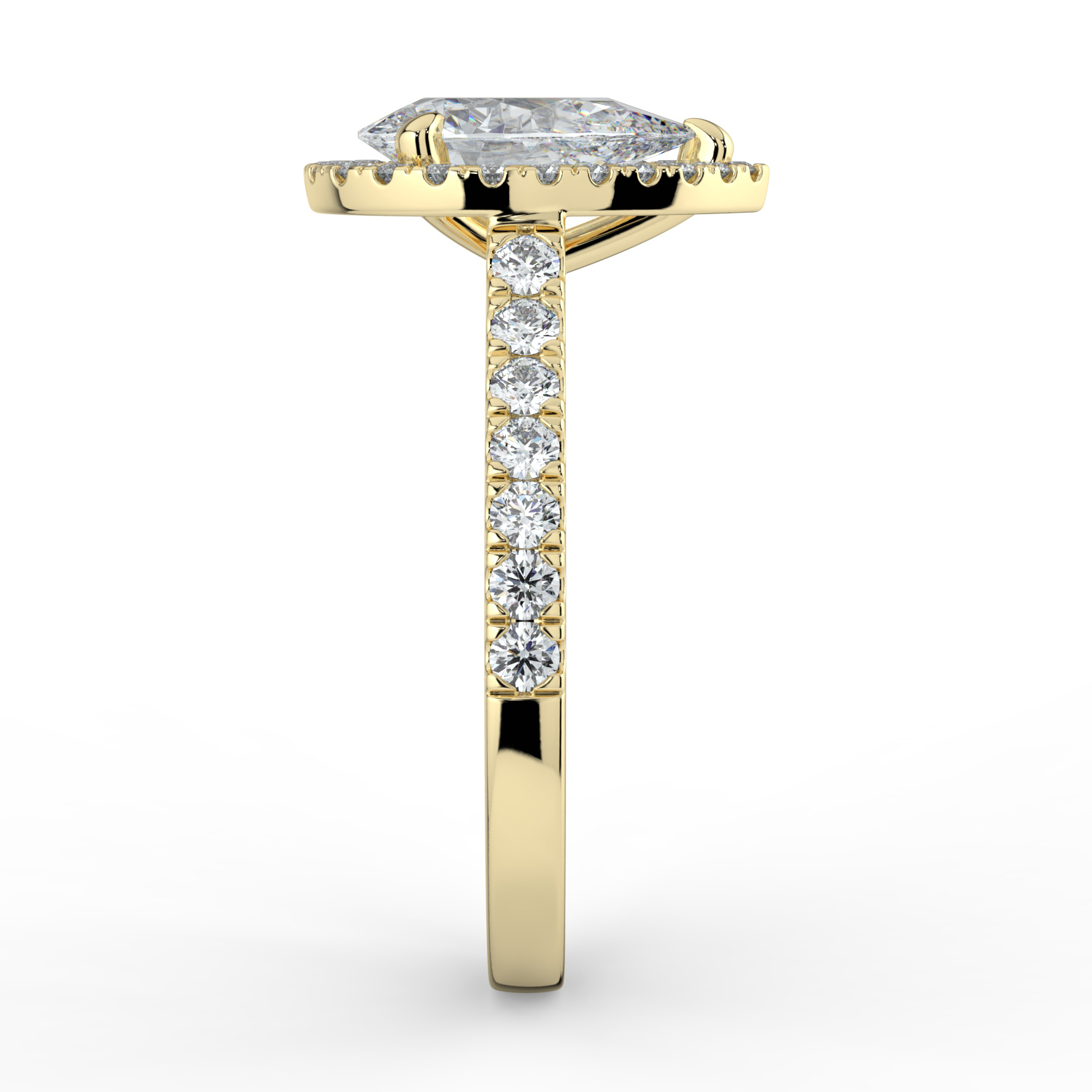 Pear Classic Halo Diamond Band