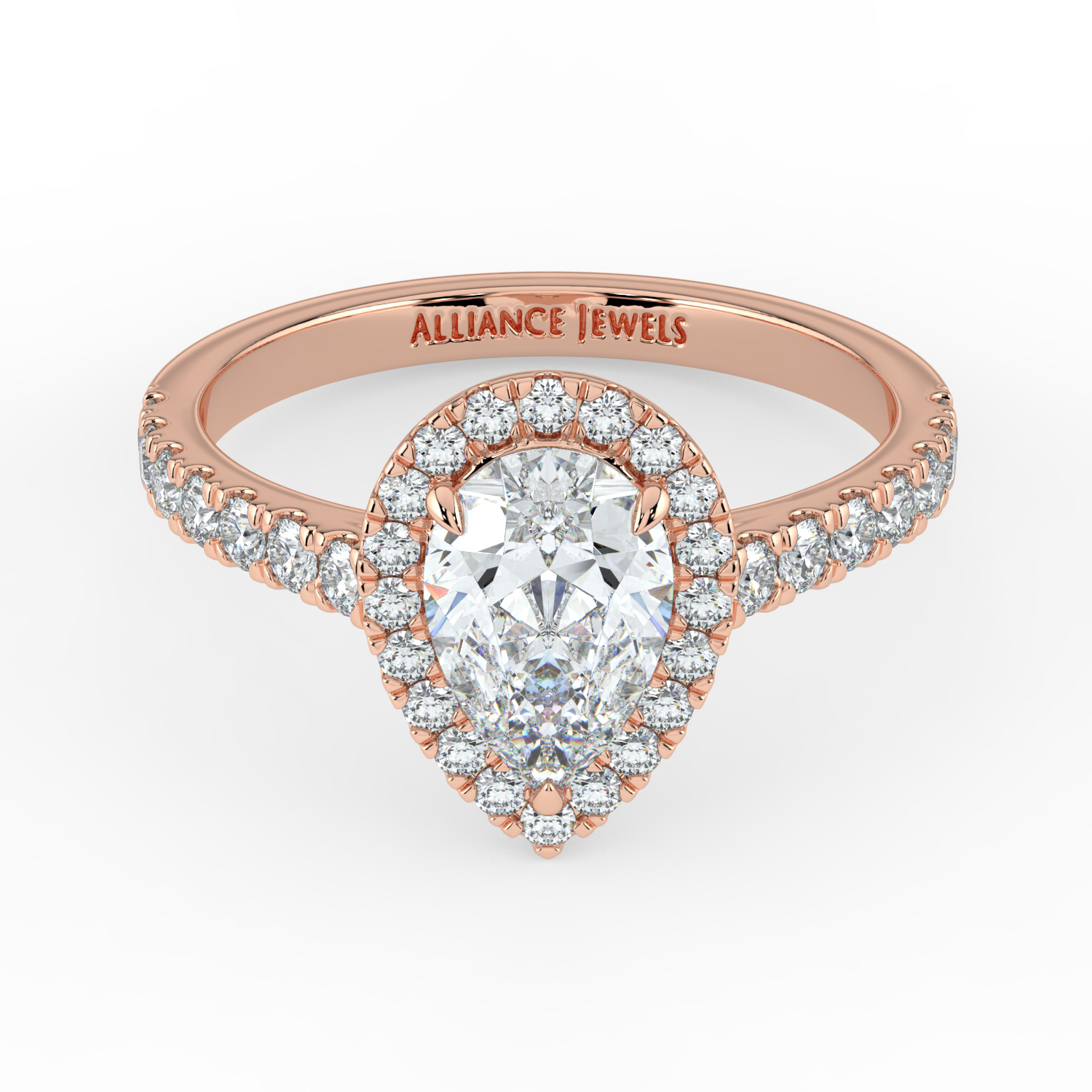 Pear Classic Halo Diamond Band