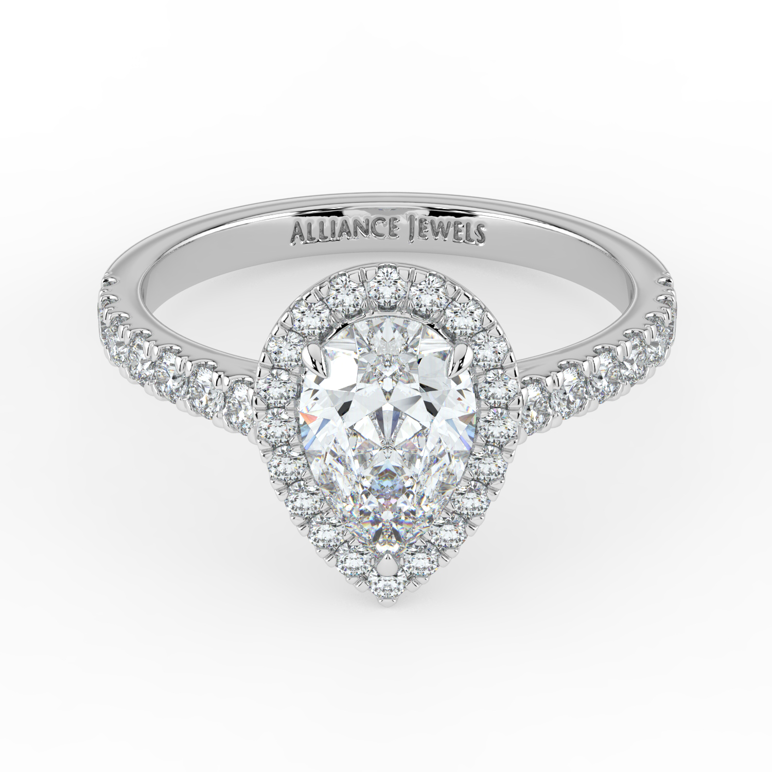 Pear Classic Halo Diamond Band