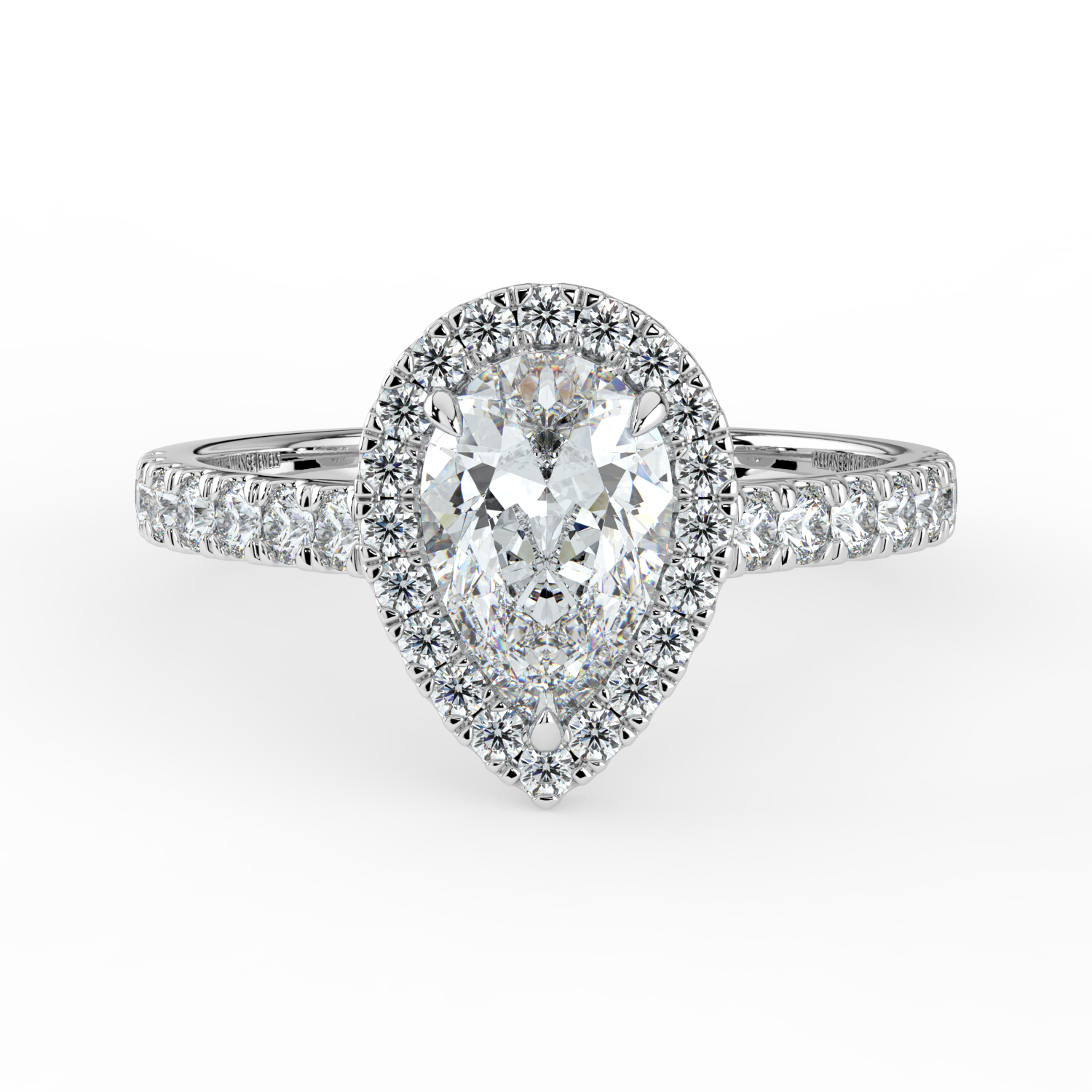 Pear Classic Halo Diamond Band