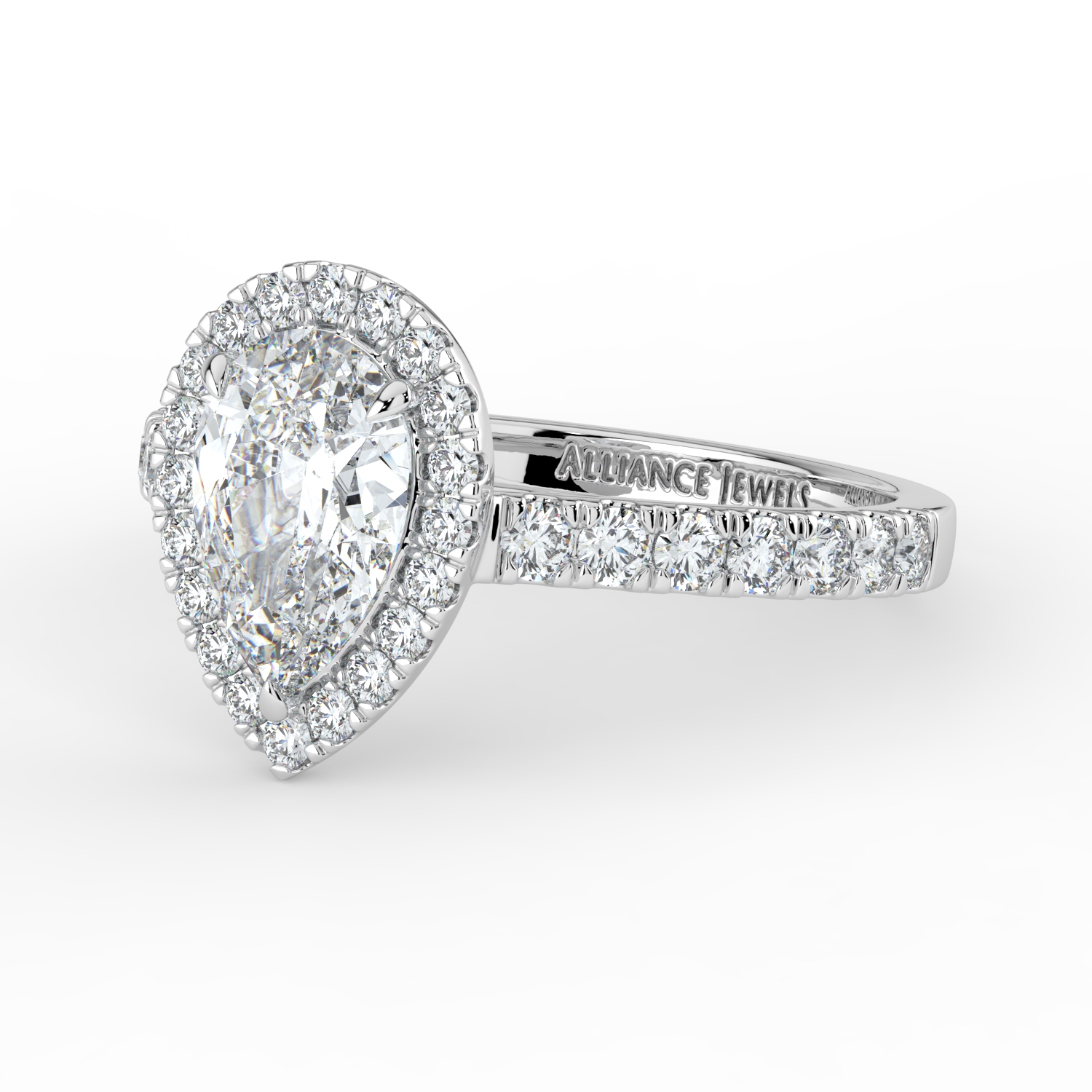 Pear Classic Halo Diamond Band