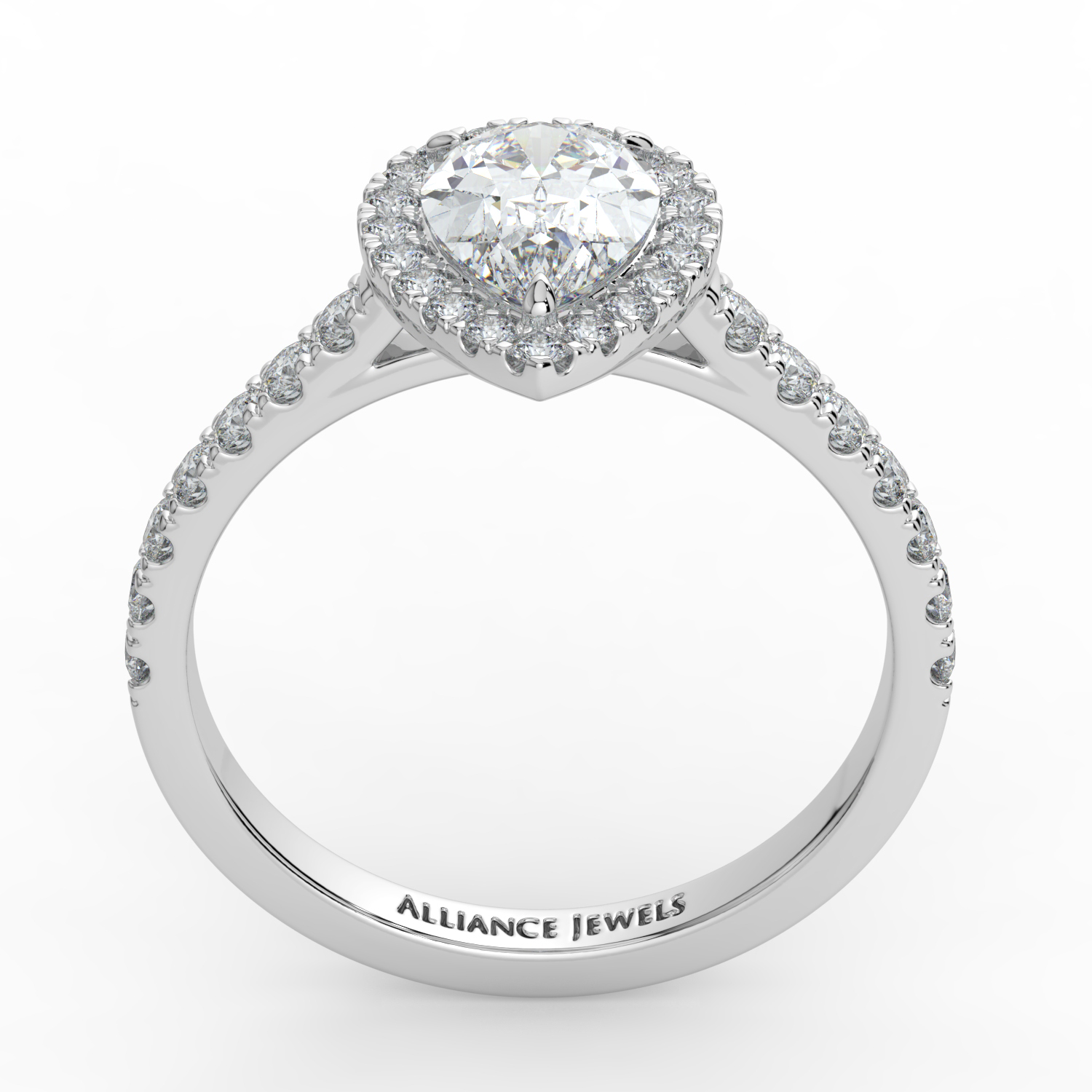 Pear Classic Halo Diamond Band