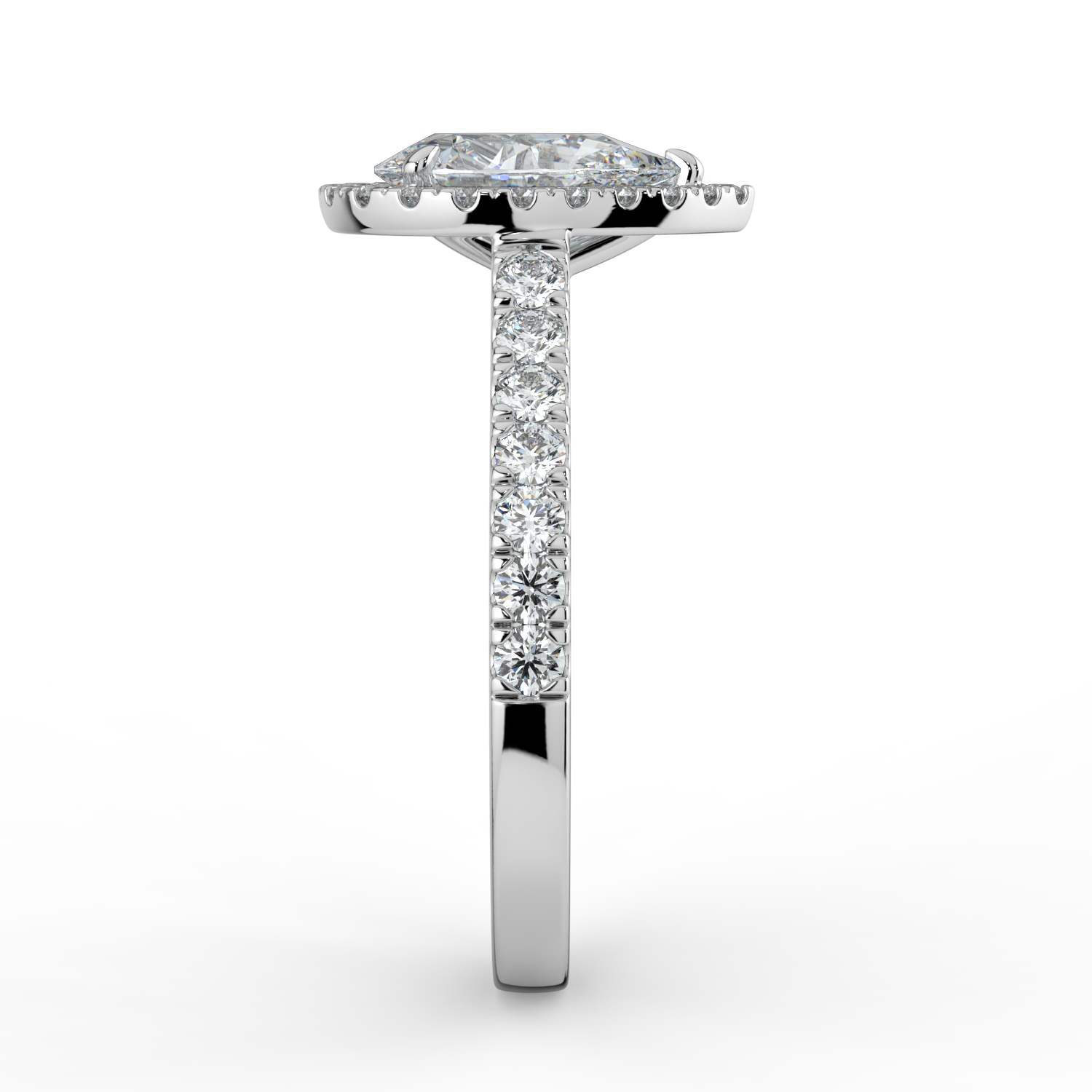 Pear Classic Halo Diamond Band