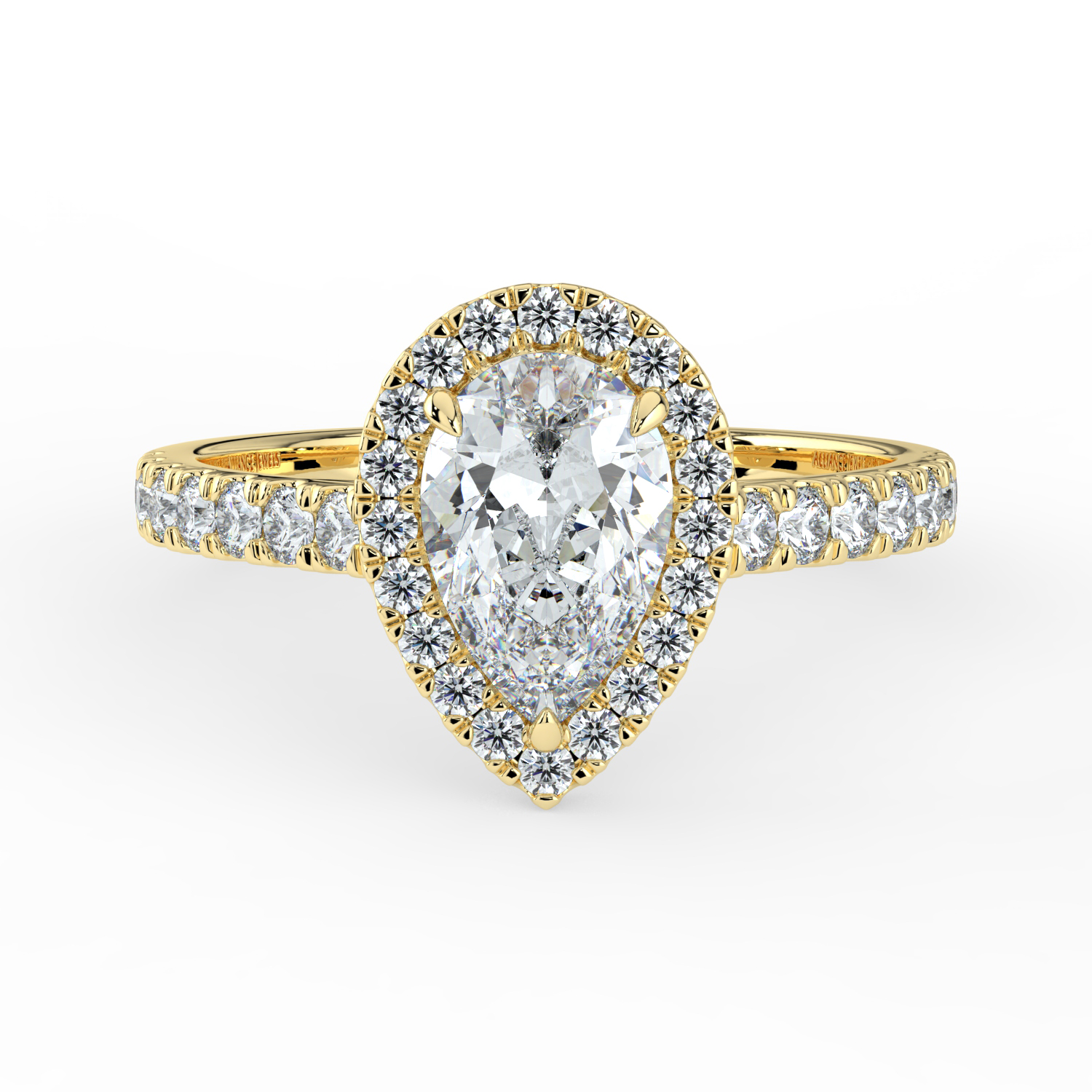 Pear Classic Halo Diamond Band