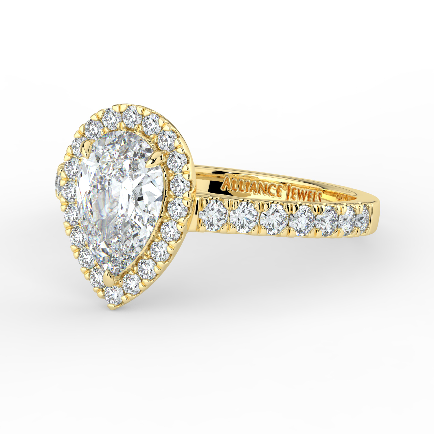 Pear Classic Halo Diamond Band