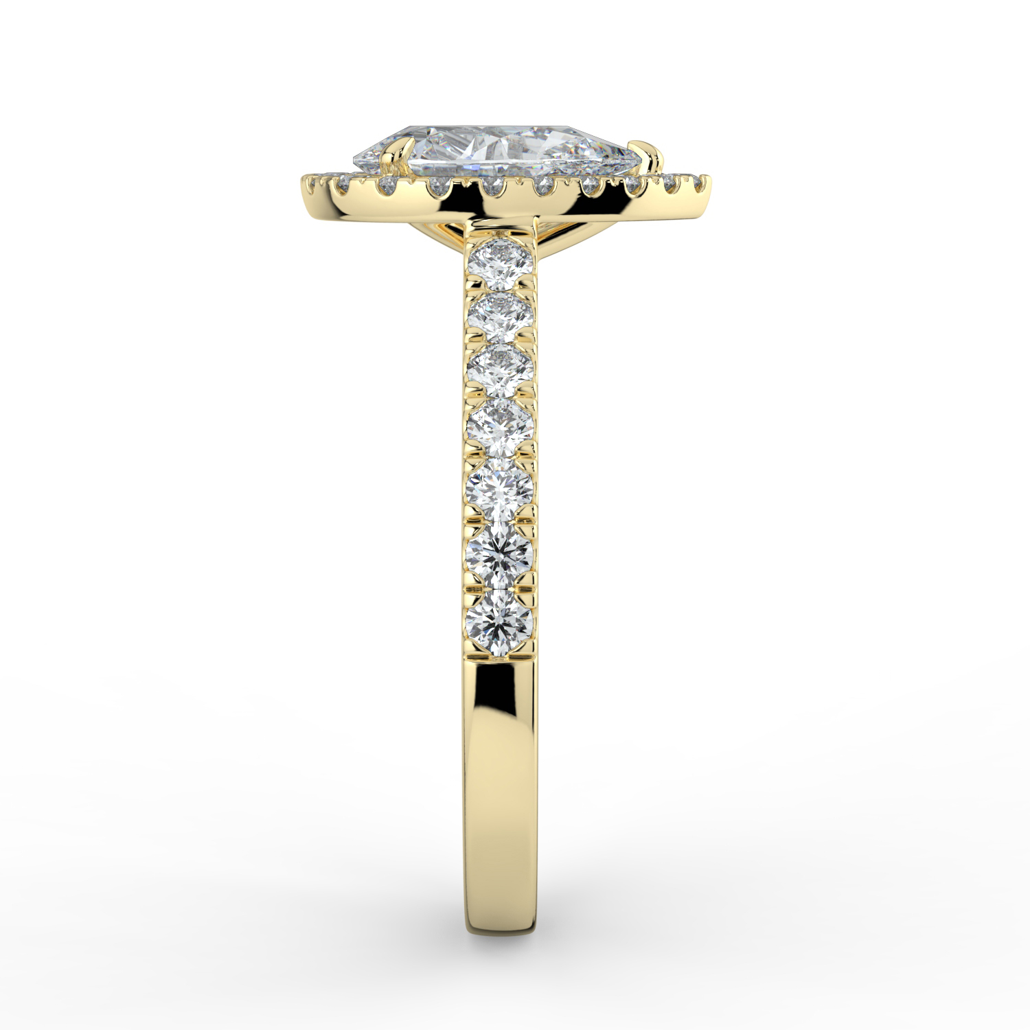 Pear Classic Halo Diamond Band