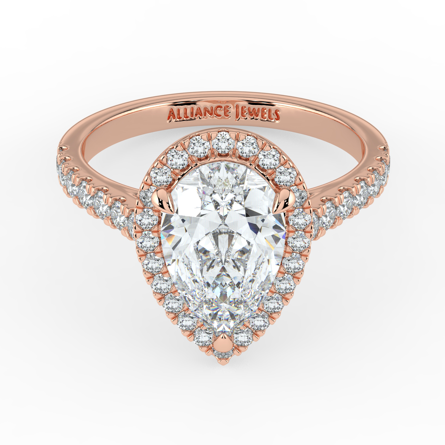 Pear Classic Halo Diamond Band
