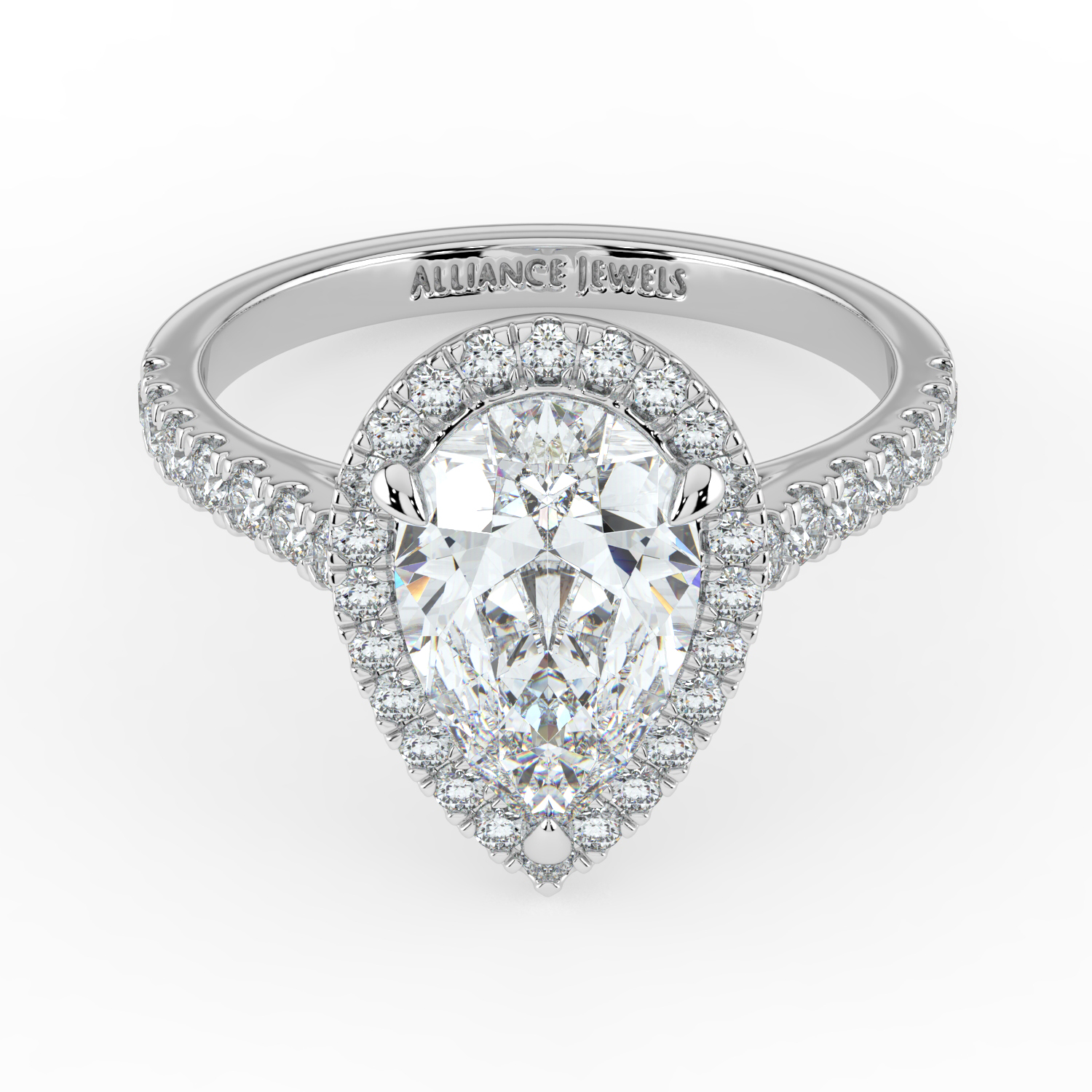 Pear Classic Halo Diamond Band