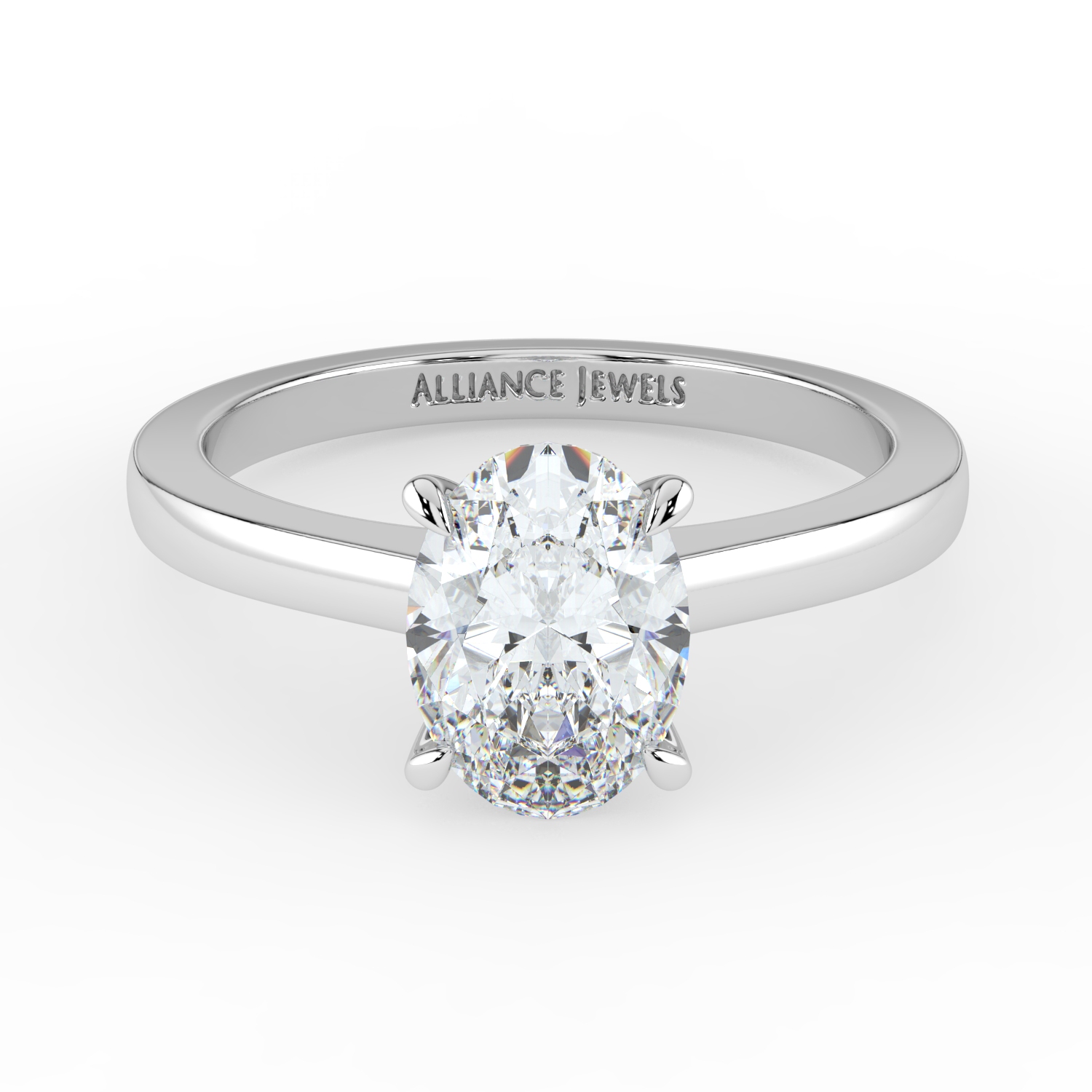 Oval Cut 4 Prongs Tulip Solitaire Band