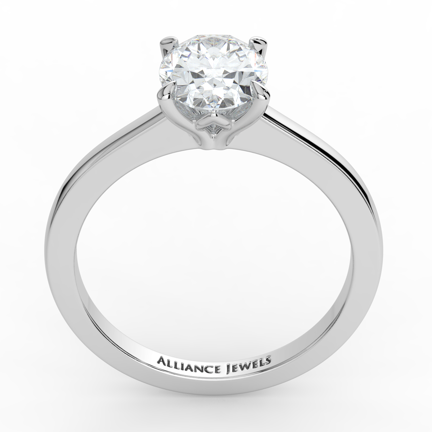 Oval Cut 4 Prongs Tulip Solitaire Band