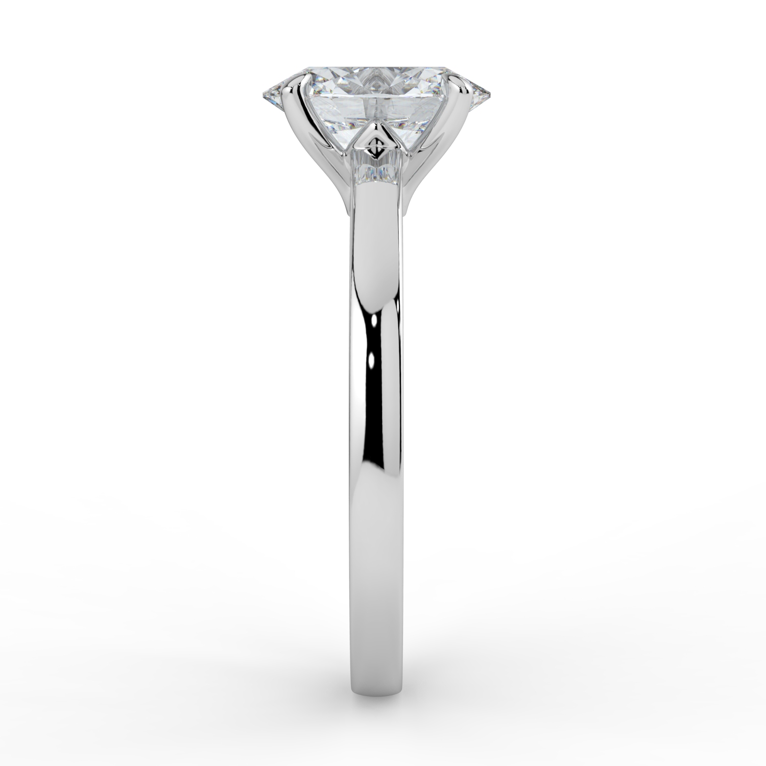 Oval Cut 4 Prongs Tulip Solitaire Band