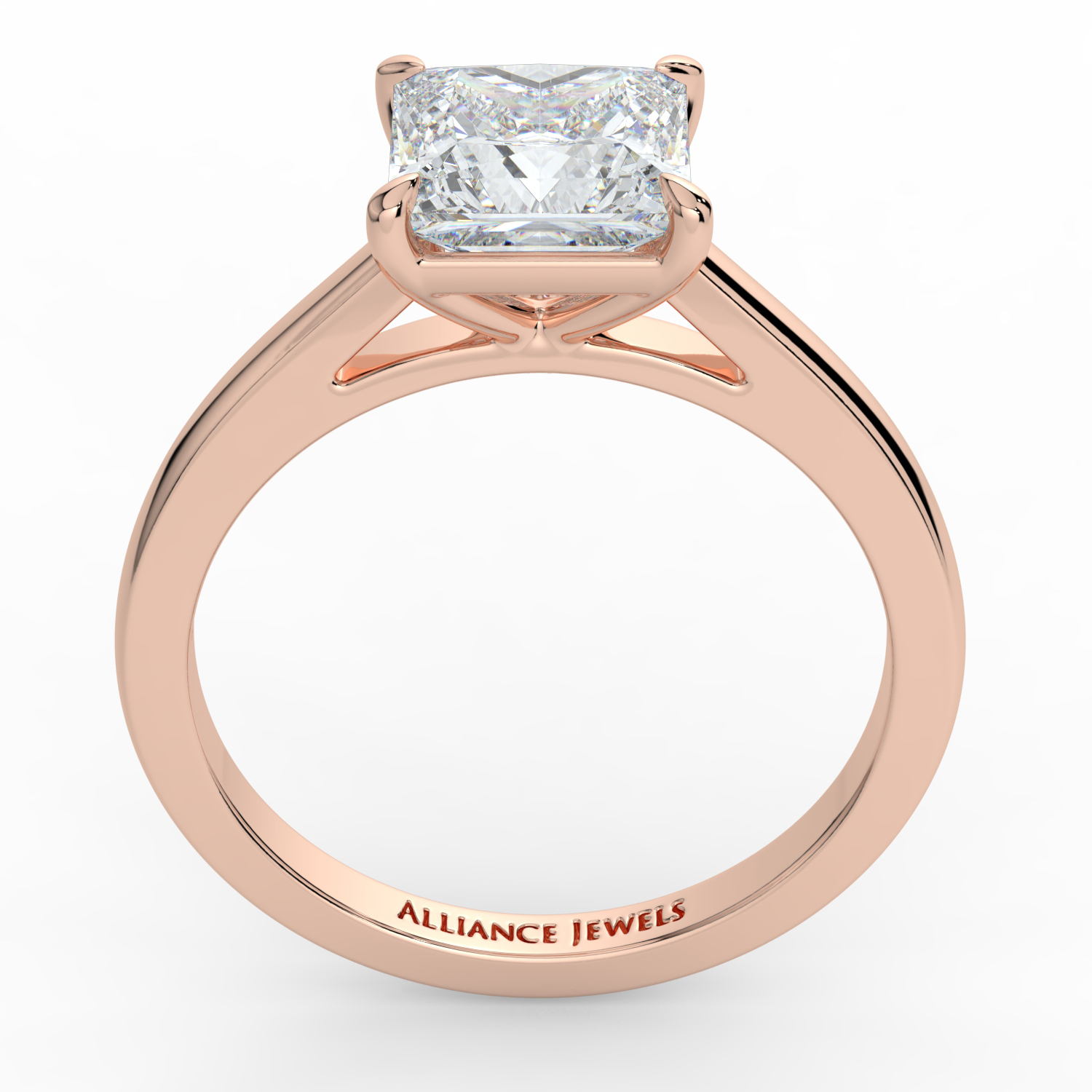 Princess Cut Cathedral Solitaire Band