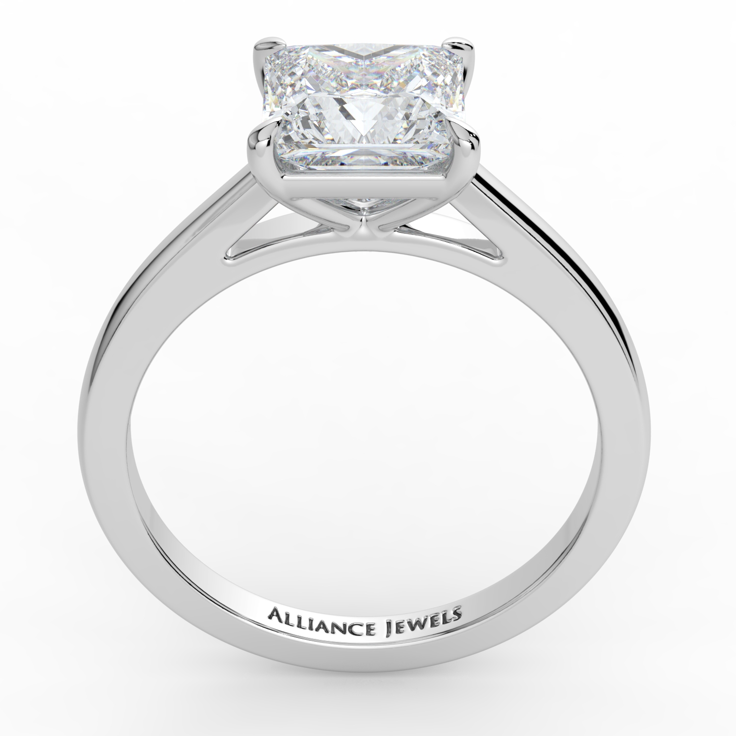 Princess Cut Cathedral Solitaire Band