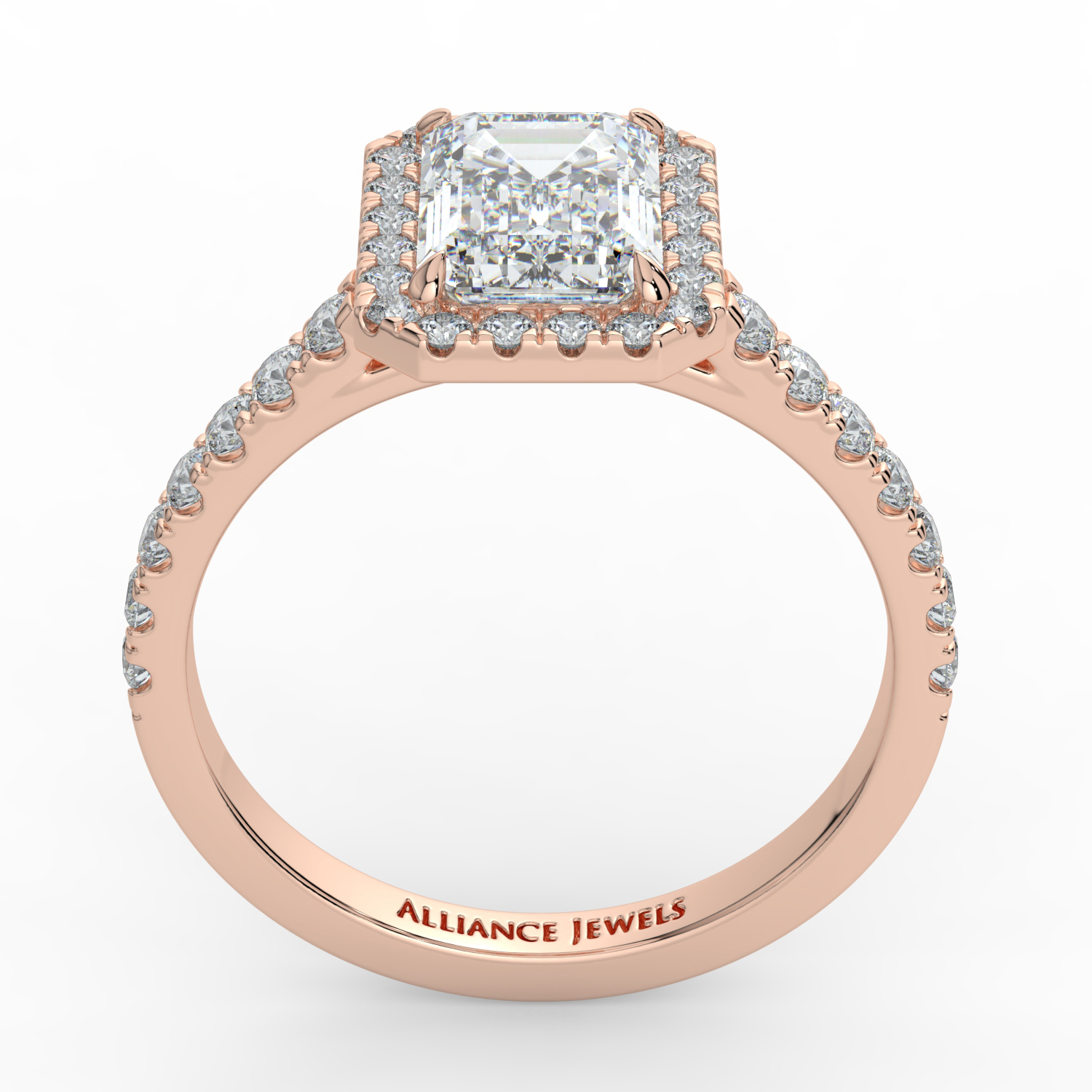 Emerald Cut Classic Halo Diamond Band