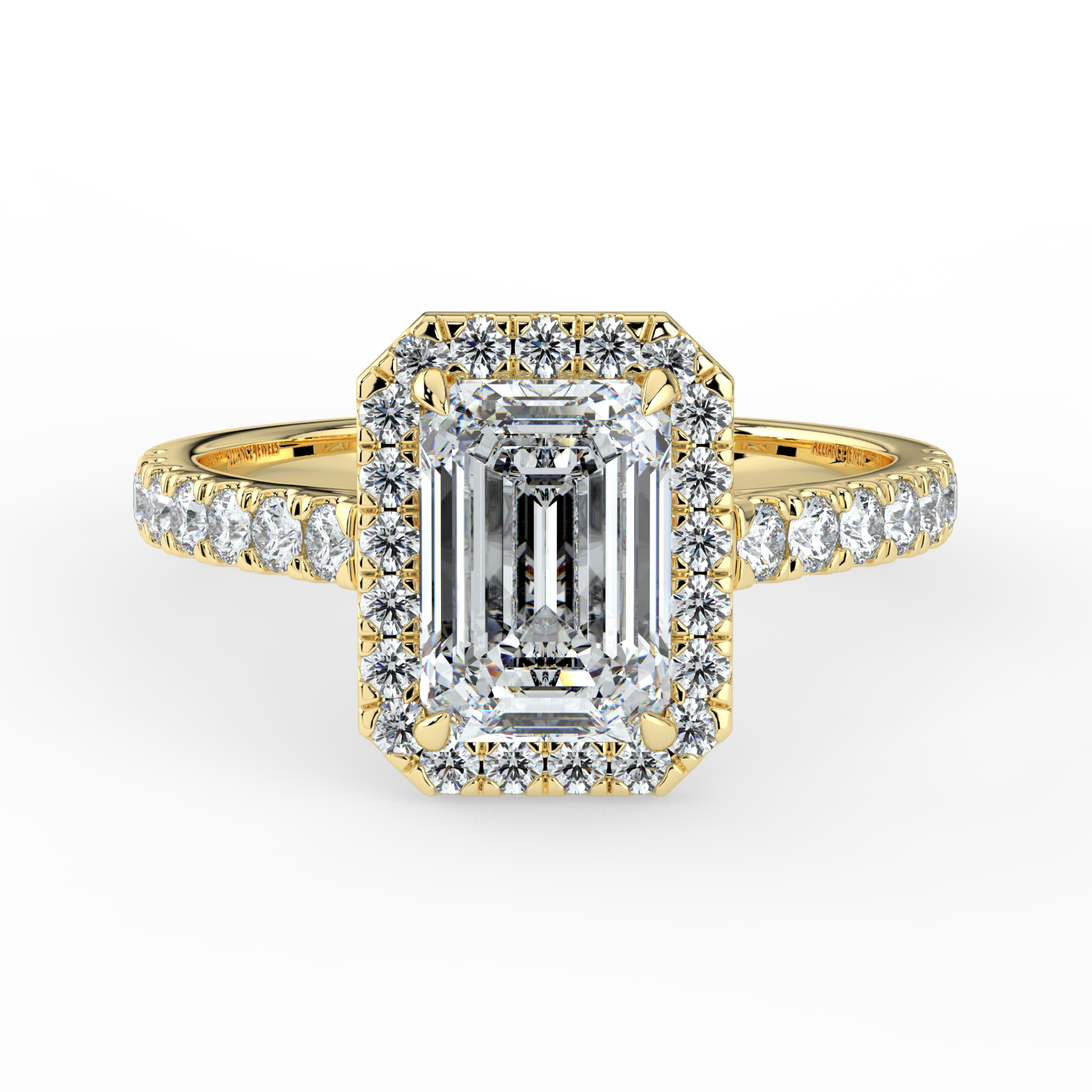 Emerald Cut Classic Halo Diamond Band