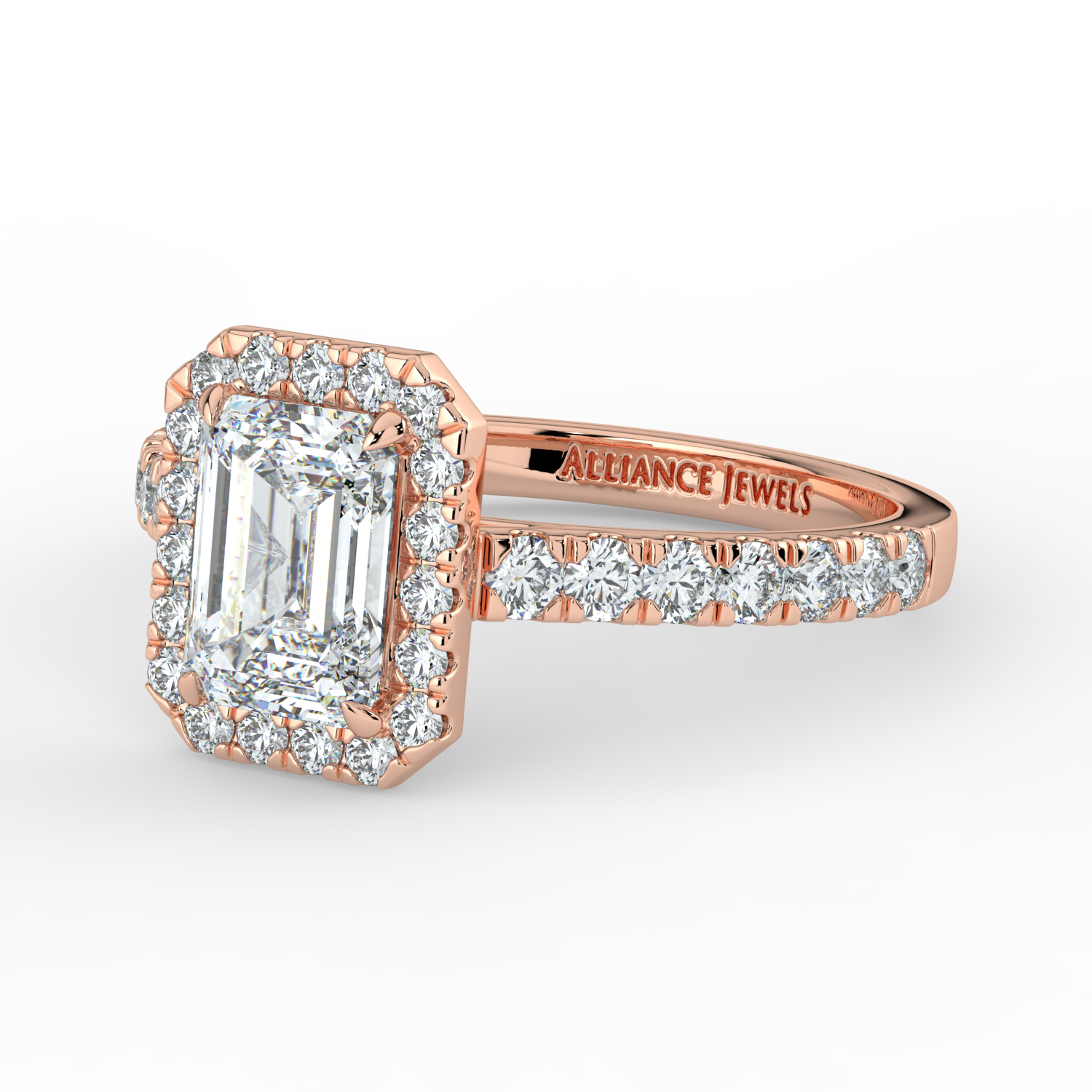 Emerald Cut Classic Halo Diamond Band