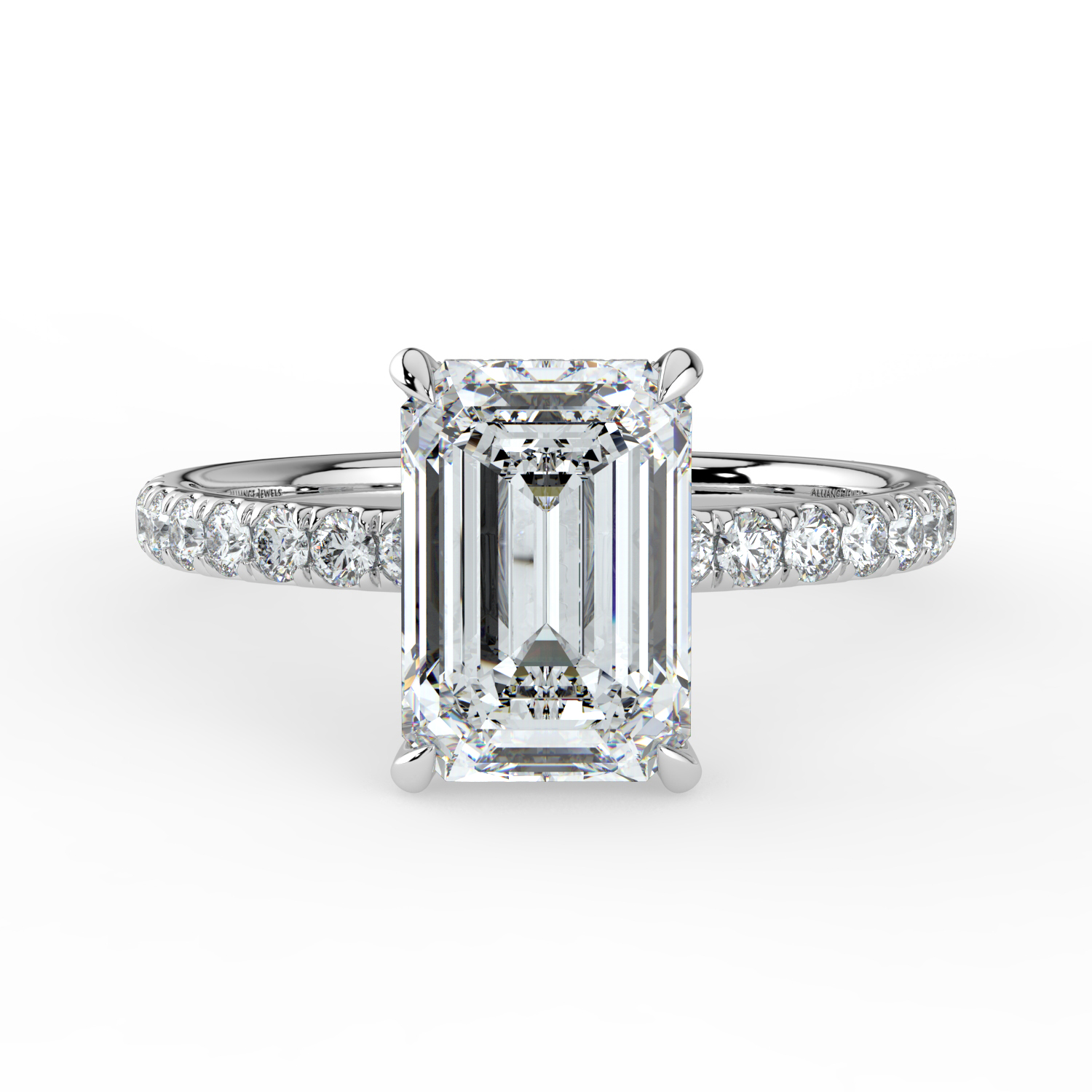 Emerald Cut Wraparound Hidden Halo Diamond Band