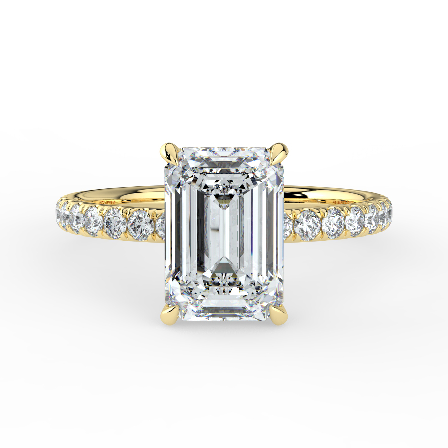 Emerald Cut Wraparound Hidden Halo Diamond Band