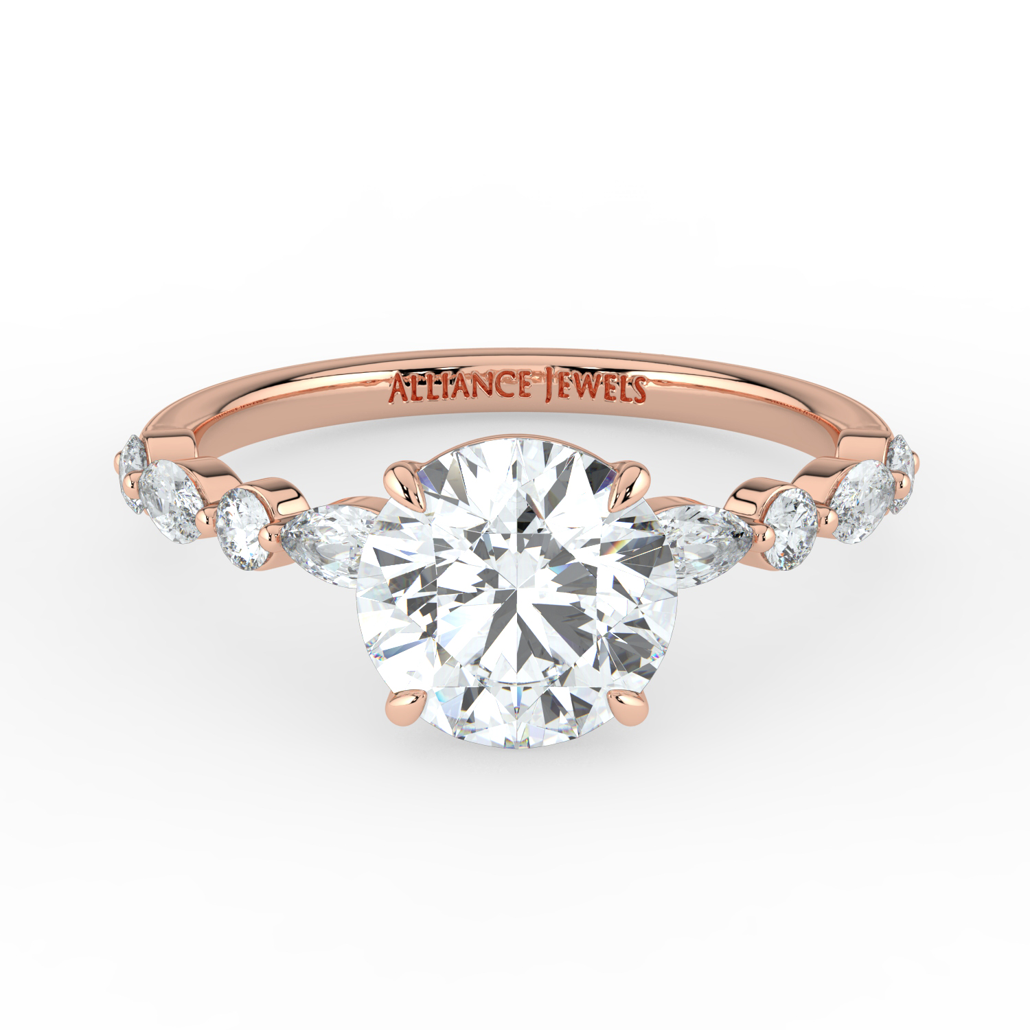 Round-Marquise and Round Diamond Band