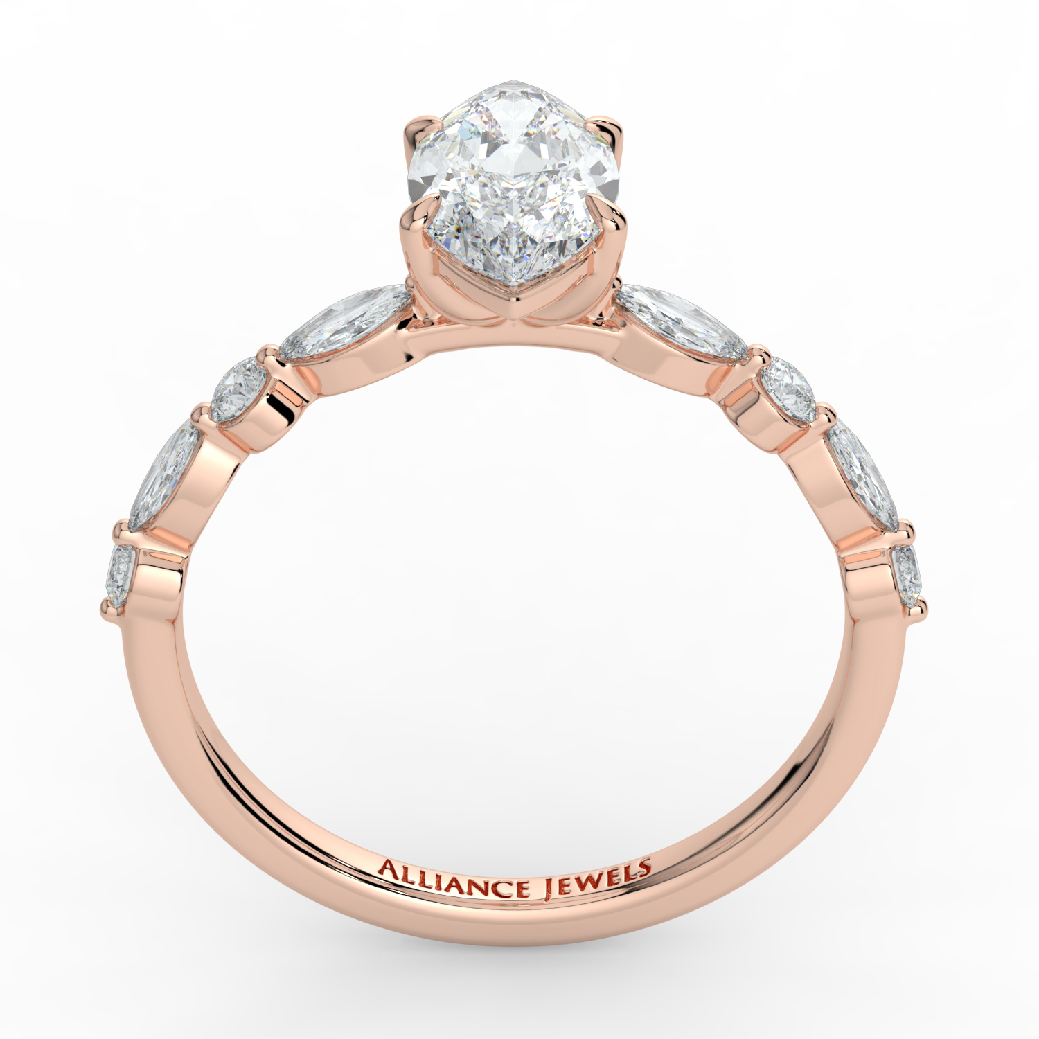 Marquise Cut-Marquise and Round Diamond Band