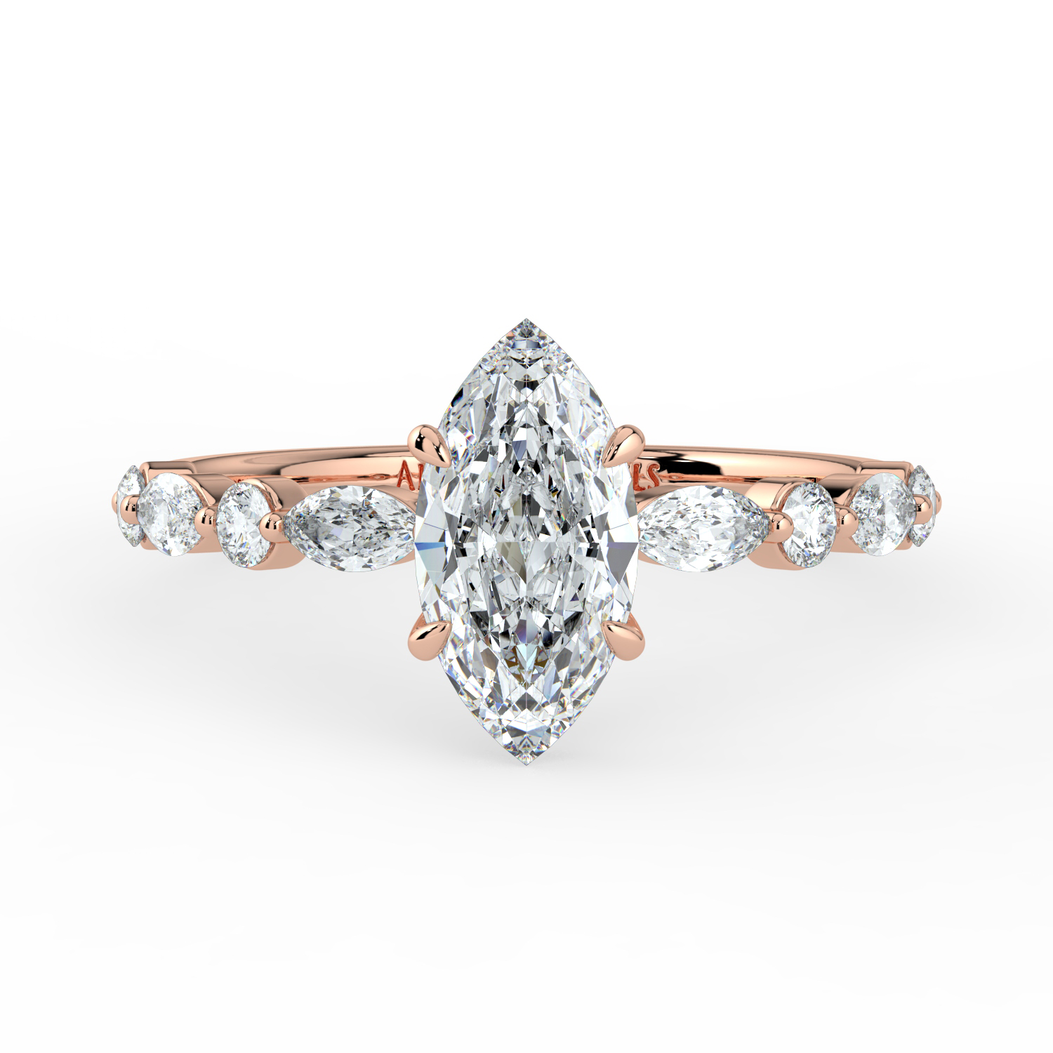 Marquise Cut-Marquise and Round Diamond Band