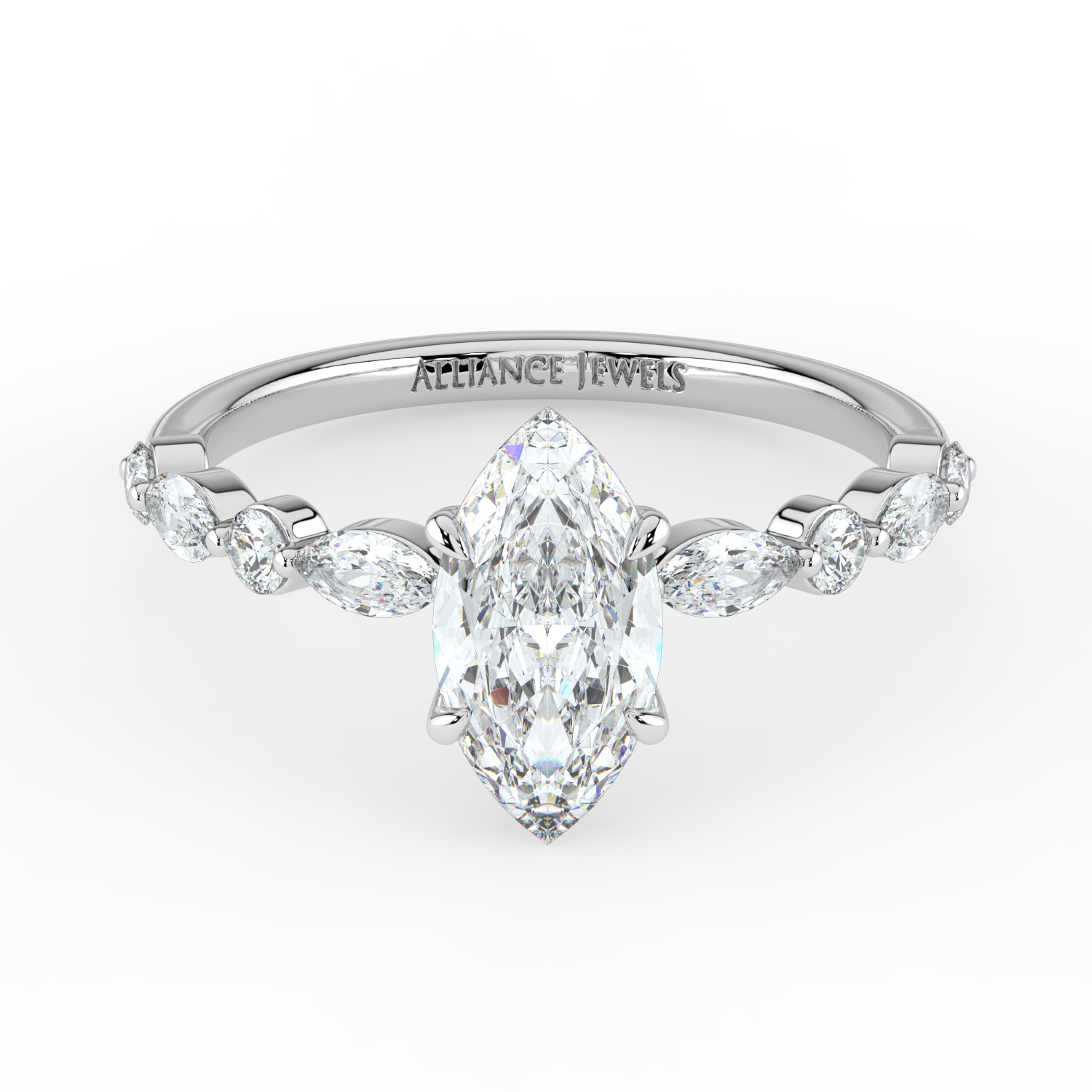 Marquise Cut-Marquise and Round Diamond Band