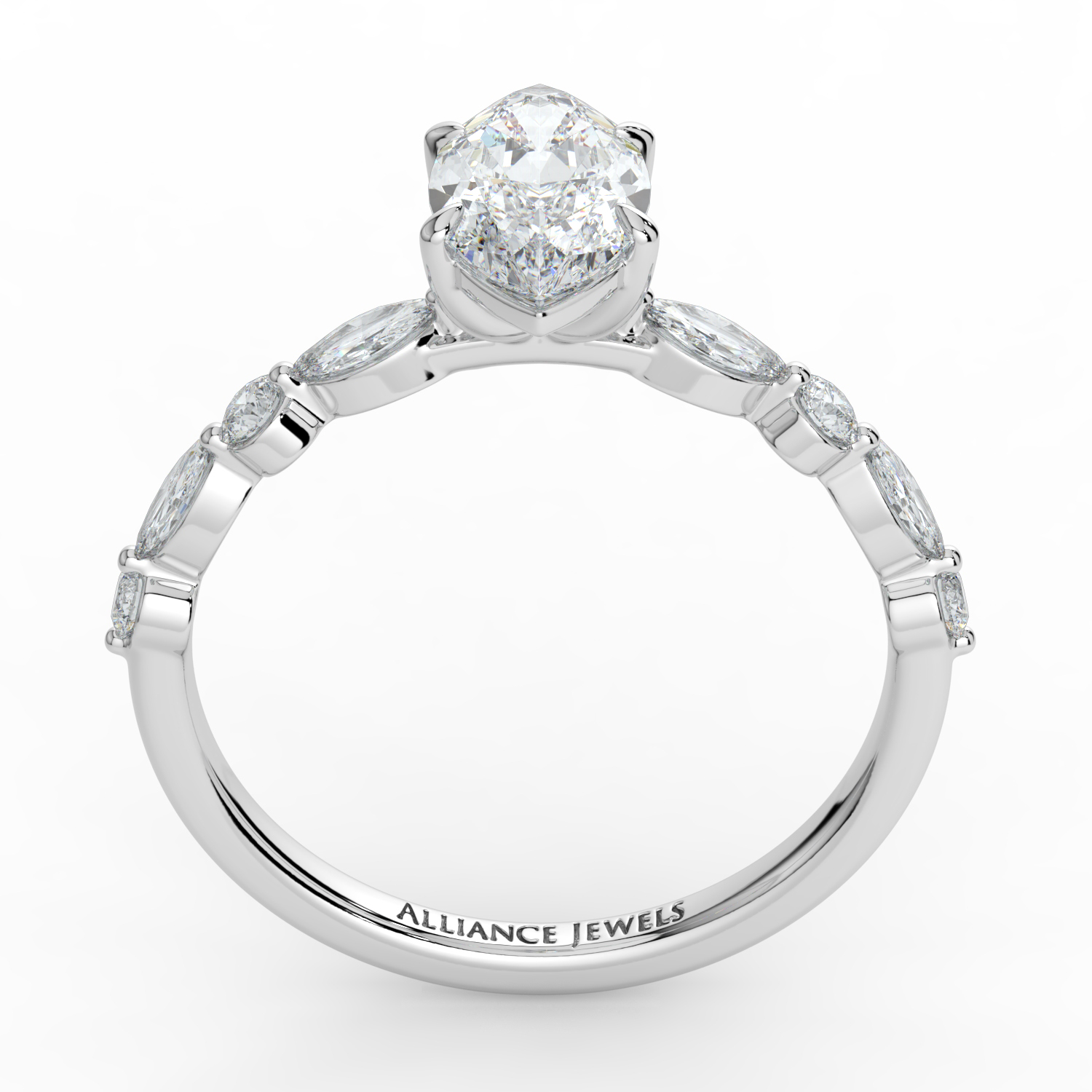 Marquise Cut-Marquise and Round Diamond Band
