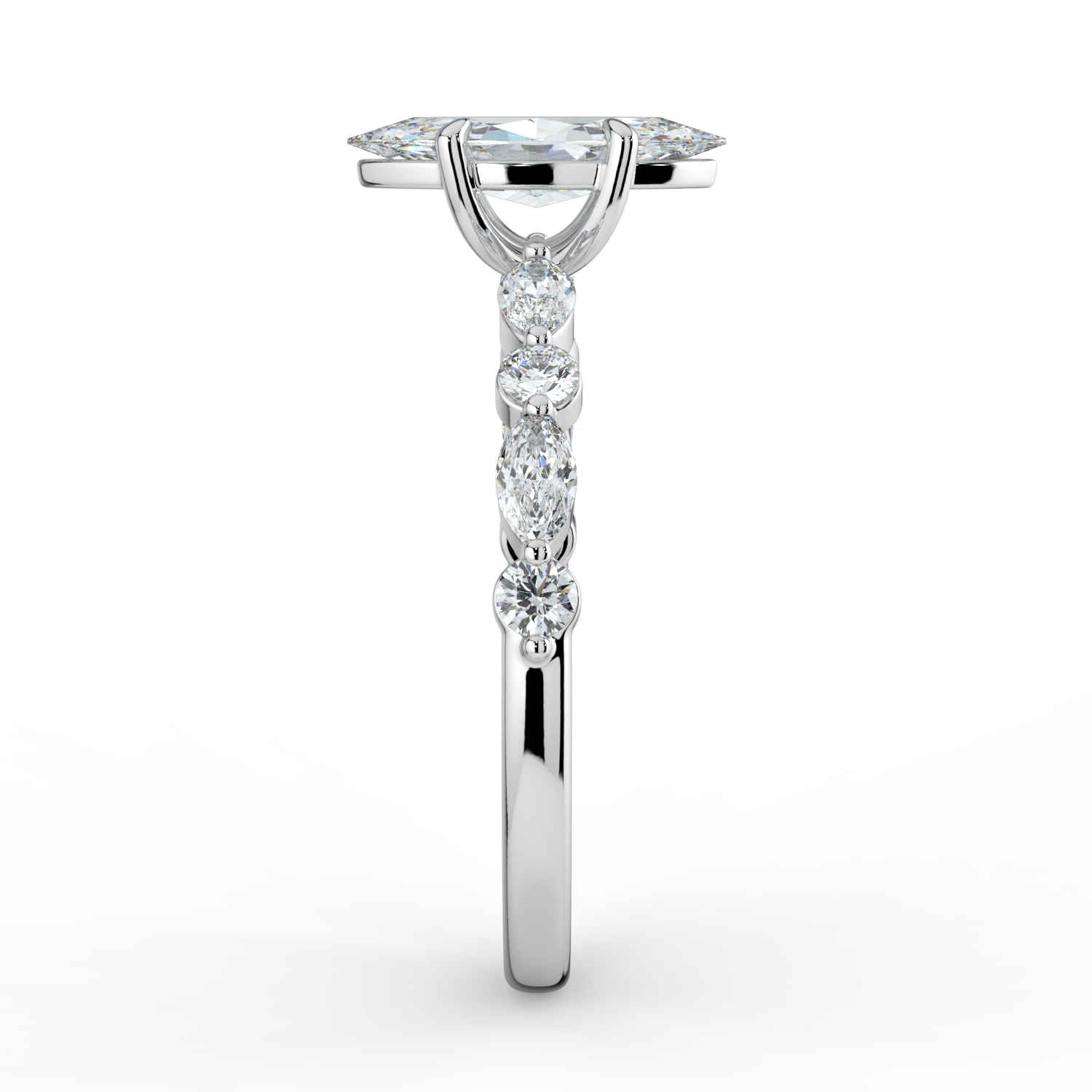 Marquise Cut-Marquise and Round Diamond Band