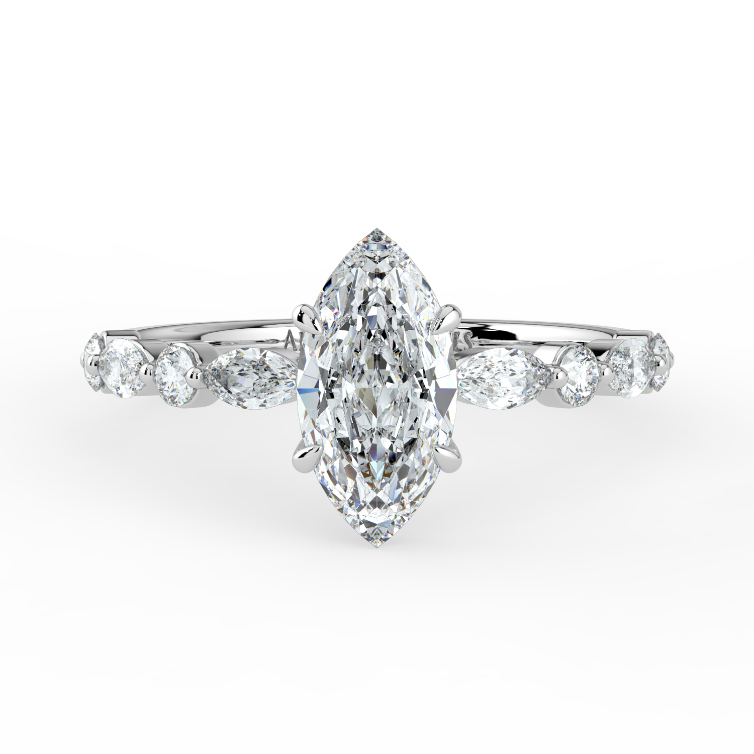 Marquise Cut-Marquise and Round Diamond Band