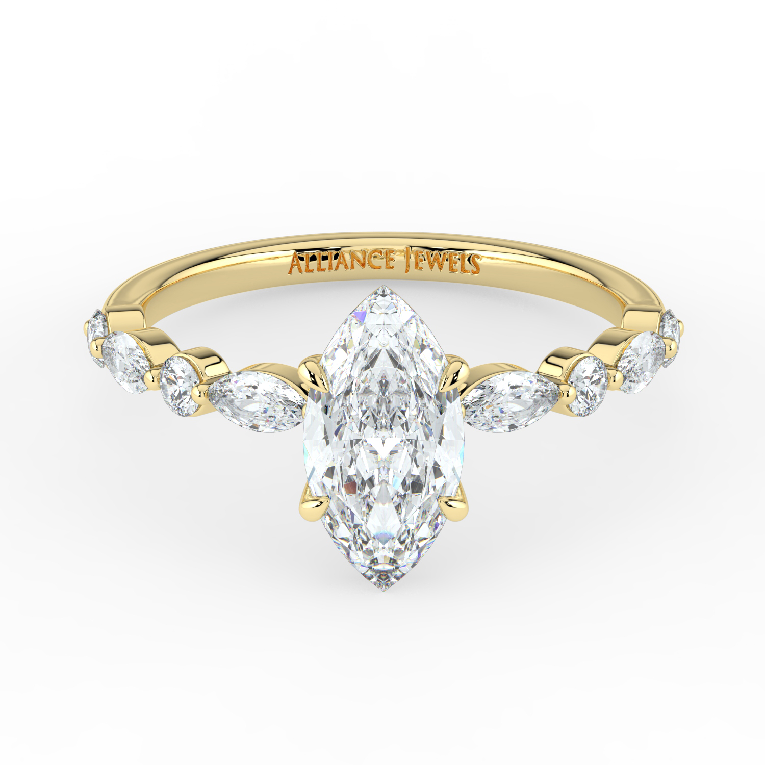 Marquise Cut-Marquise and Round Diamond Band