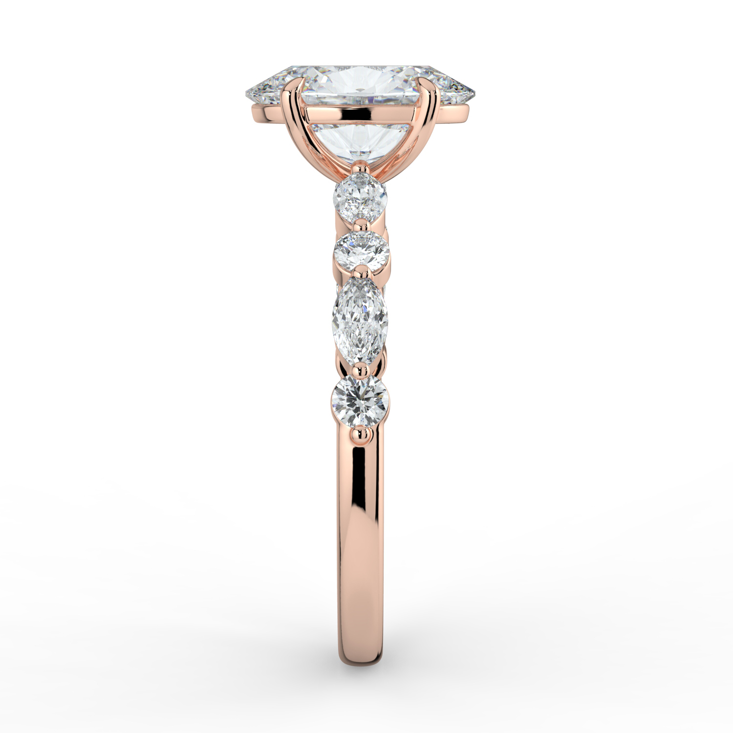 Oval Cut-Marquise and Round Diamond Band