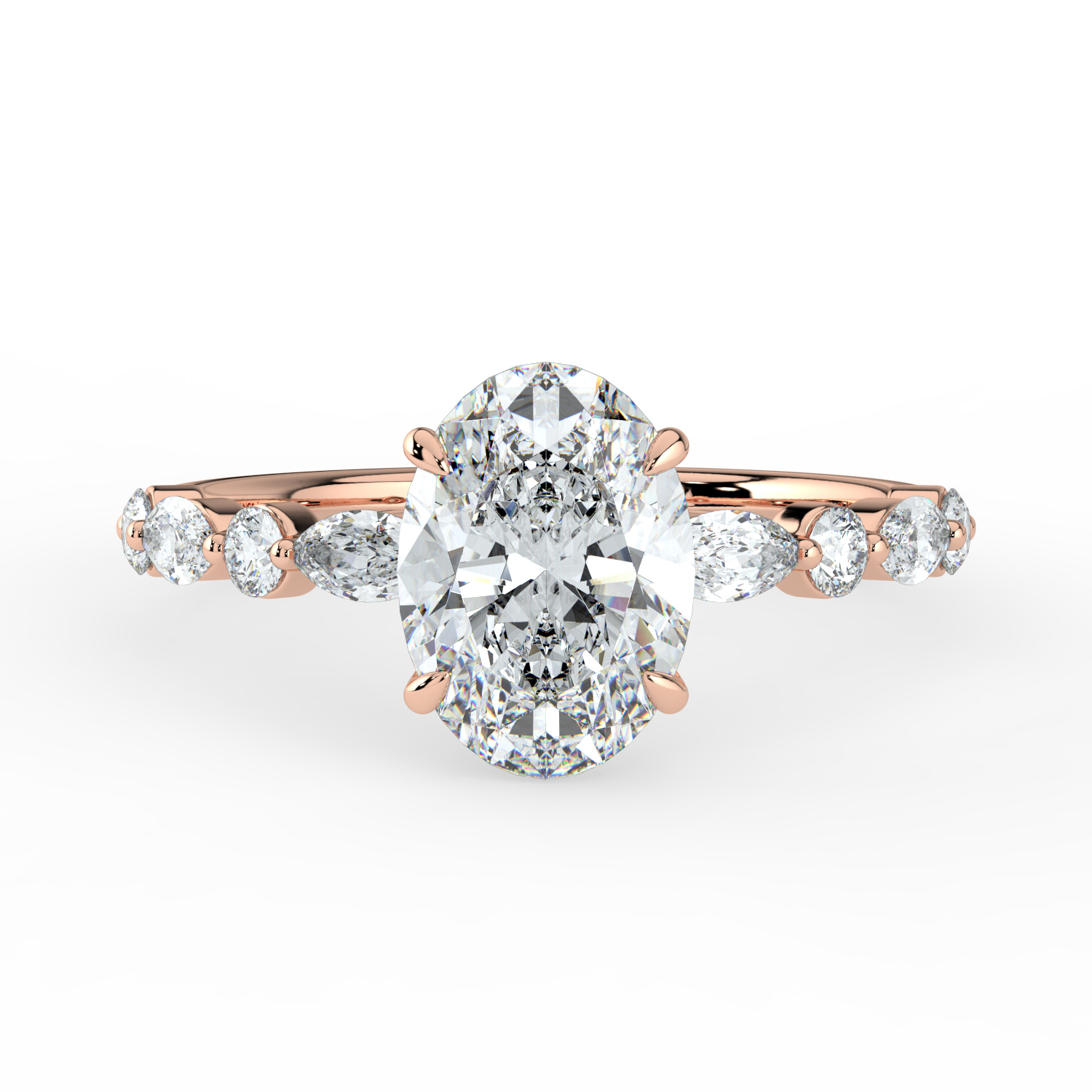 Oval Cut-Marquise and Round Diamond Band
