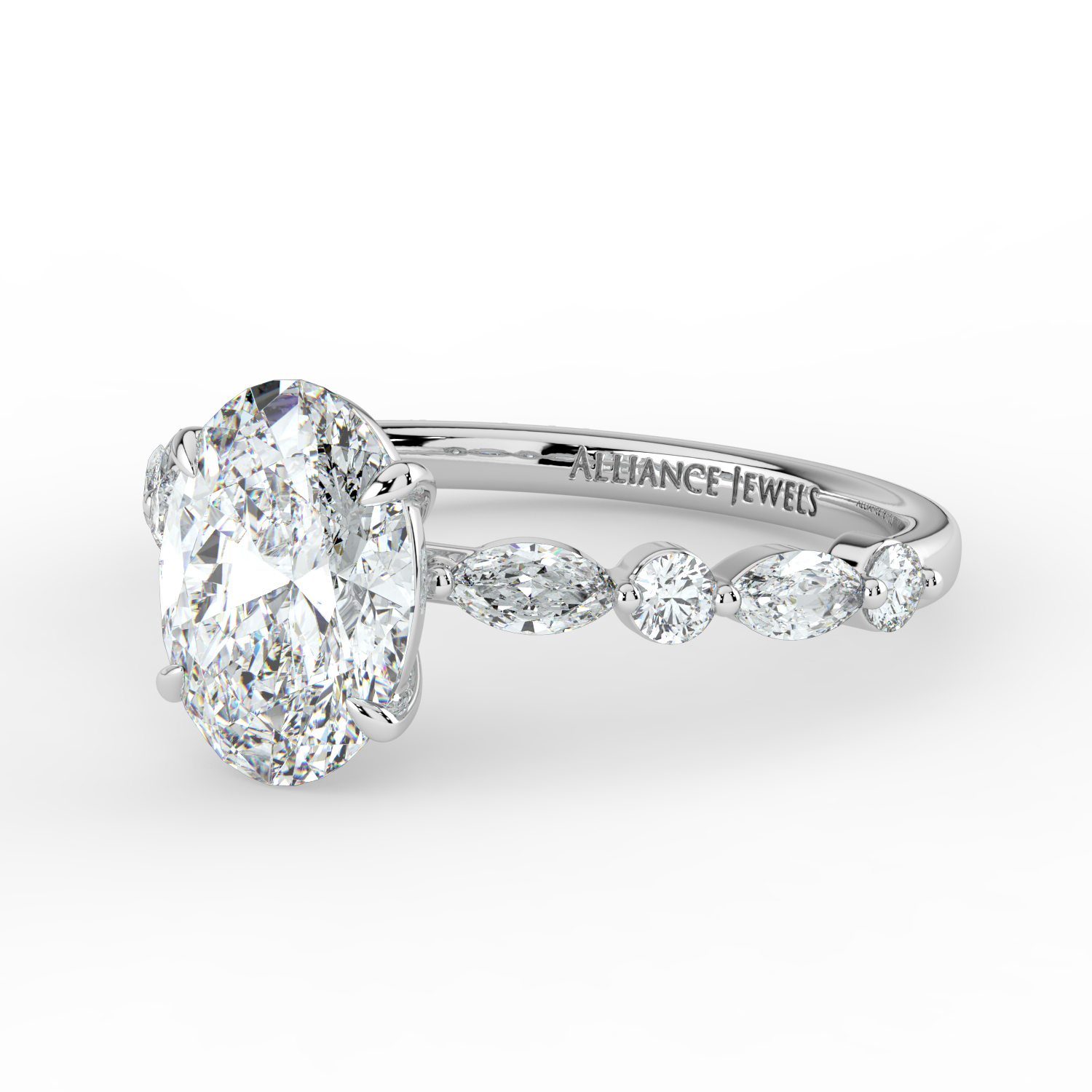 Oval Cut-Marquise and Round Diamond Band