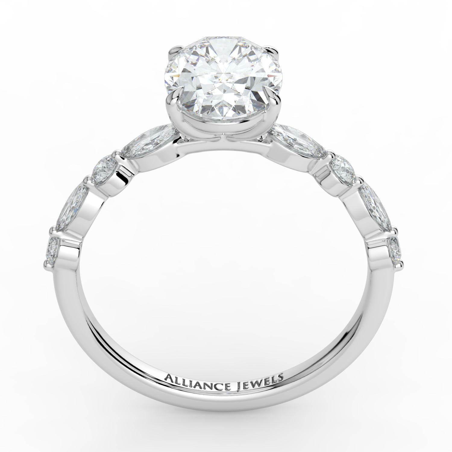 Oval Cut-Marquise and Round Diamond Band