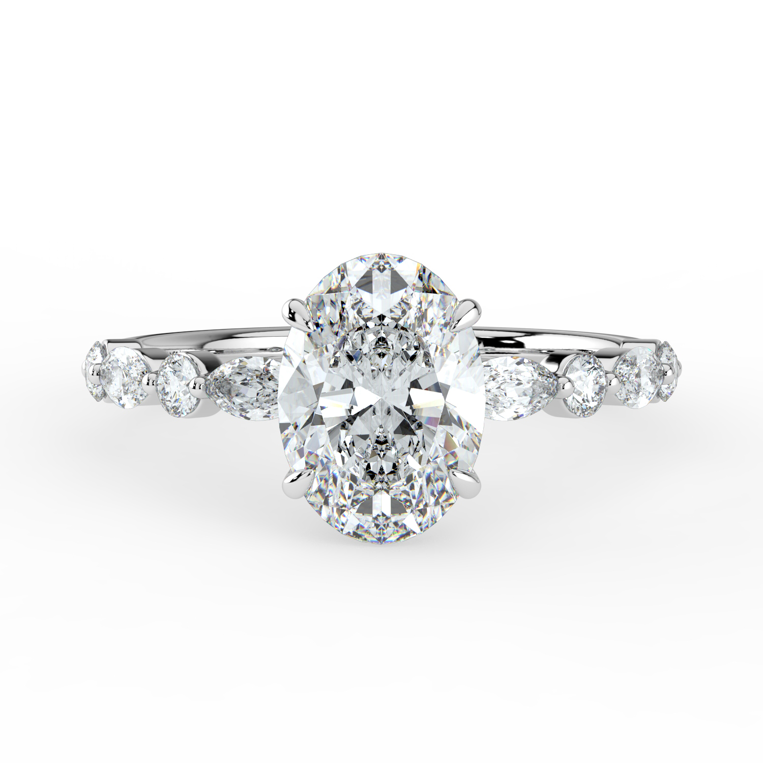 Oval Cut-Marquise and Round Diamond Band