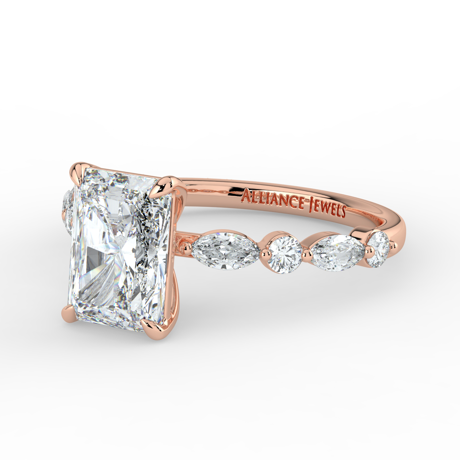 Radiant Cut-Marquise and Round Diamond Band