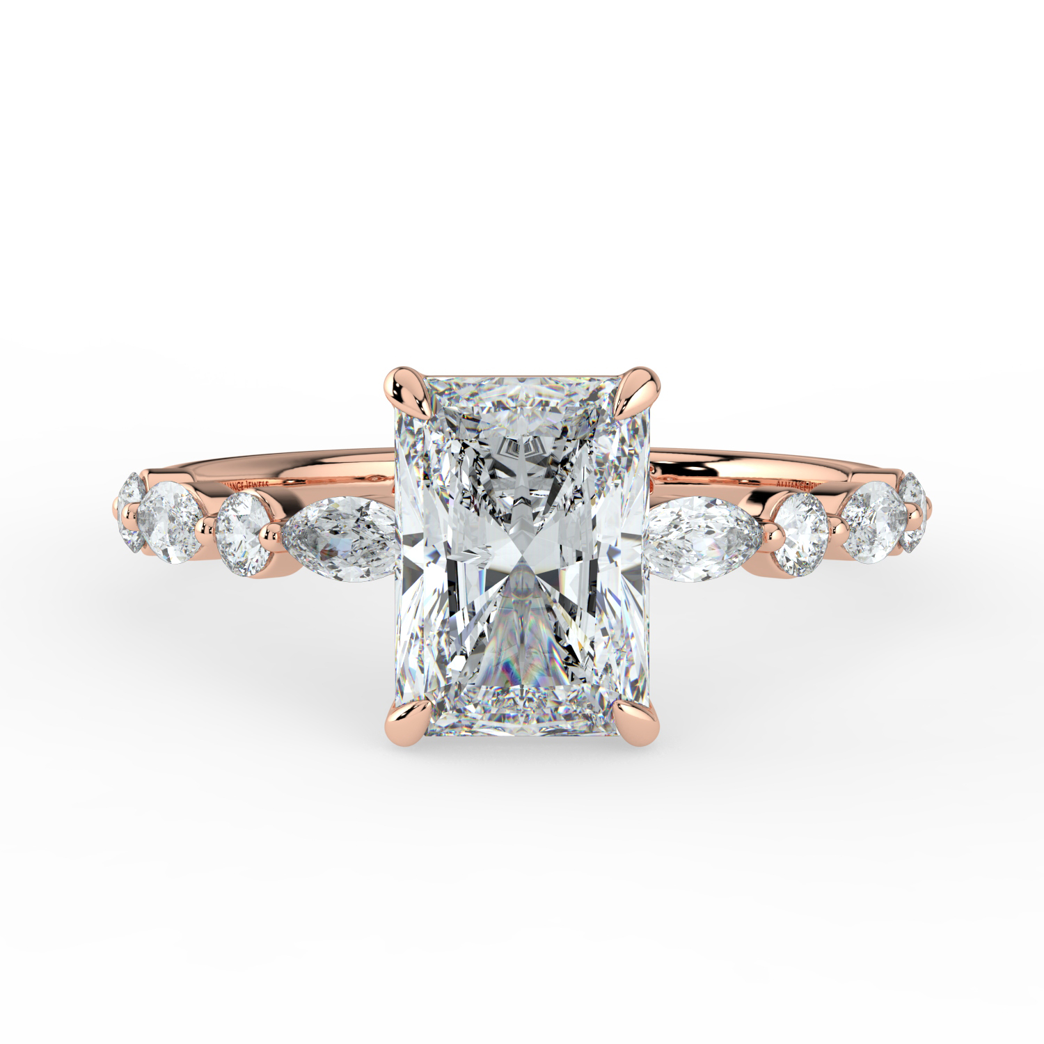 Radiant Cut-Marquise and Round Diamond Band