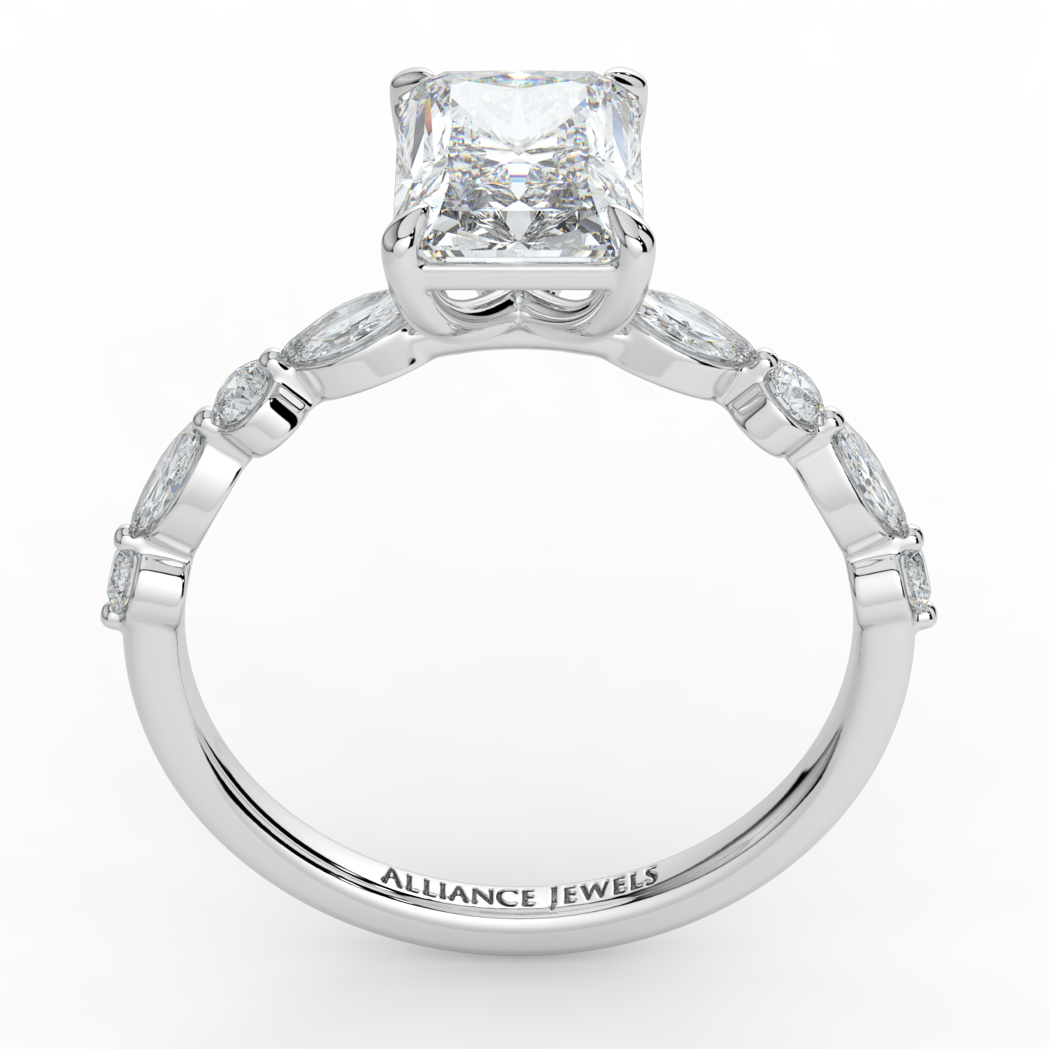 Radiant Cut-Marquise and Round Diamond Band