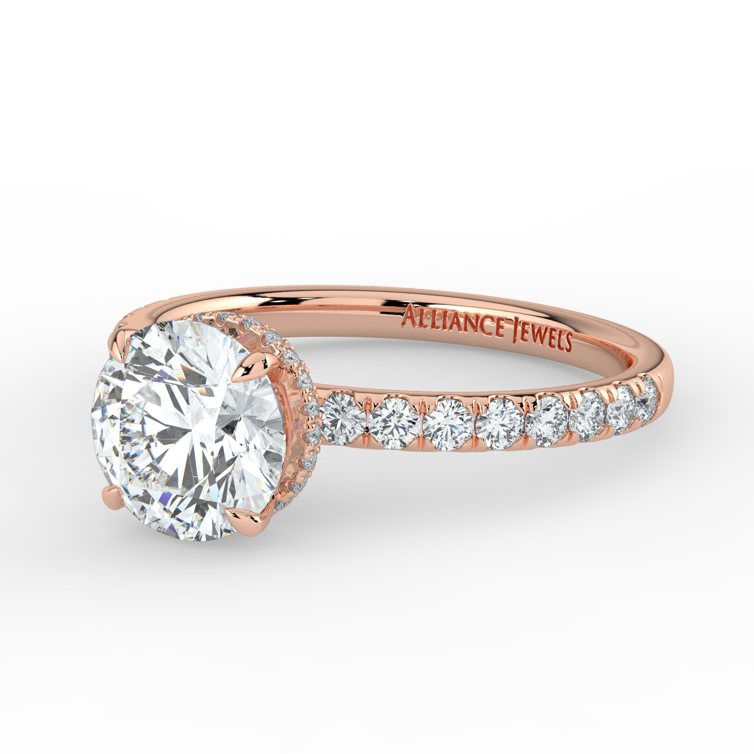 Round Wraparound Hidden Halo Diamond Band