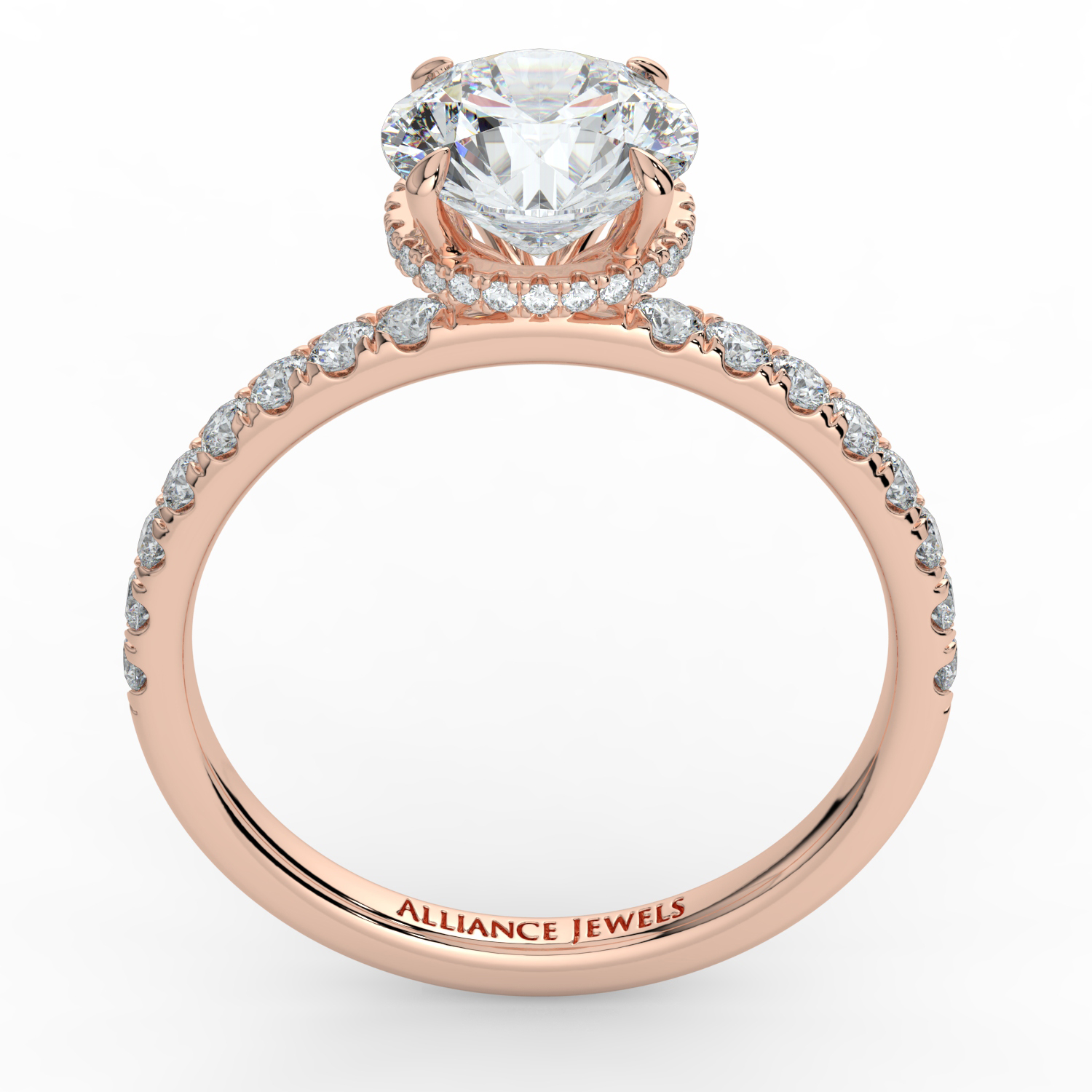 Round Wraparound Hidden Halo Diamond Band