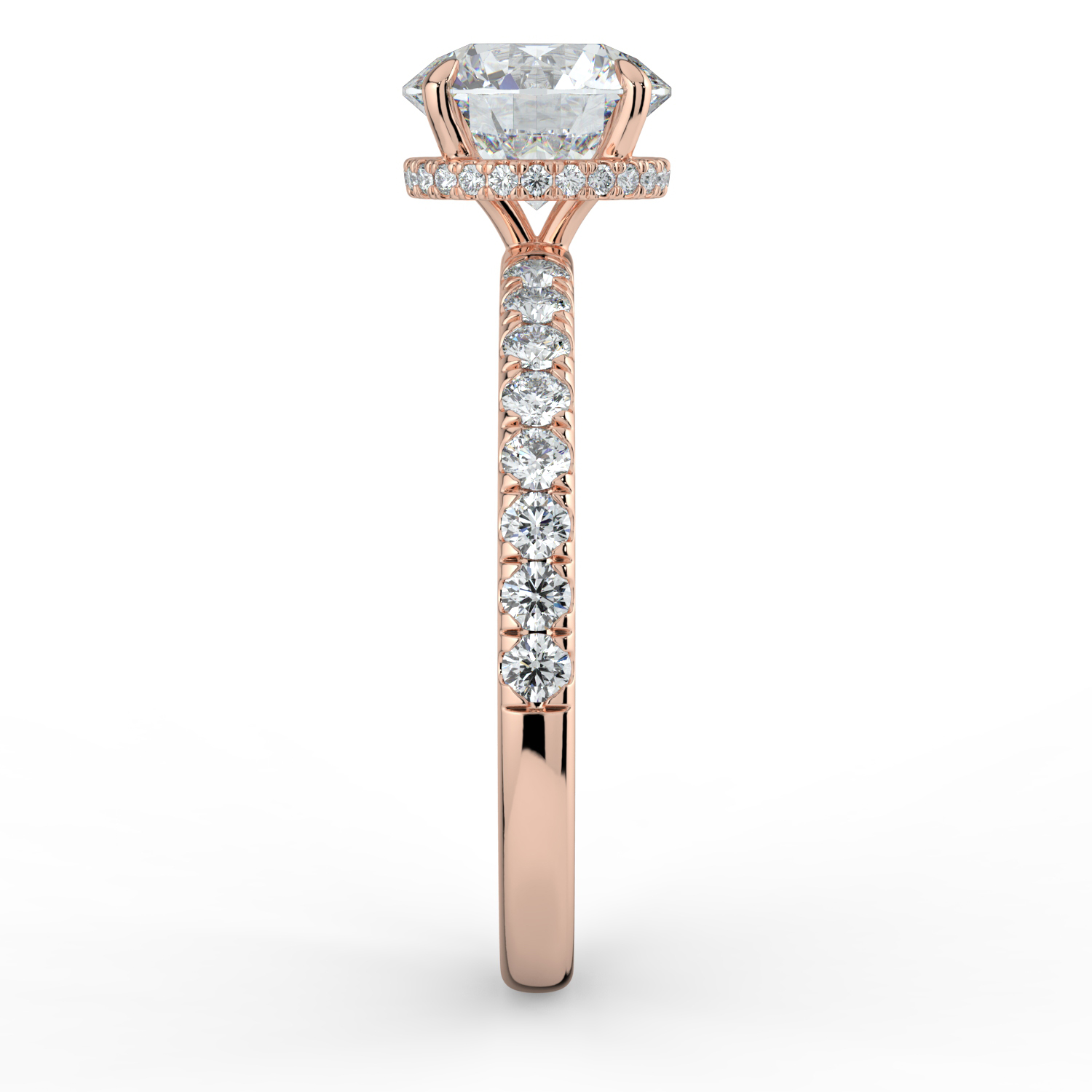 Round Wraparound Hidden Halo Diamond Band