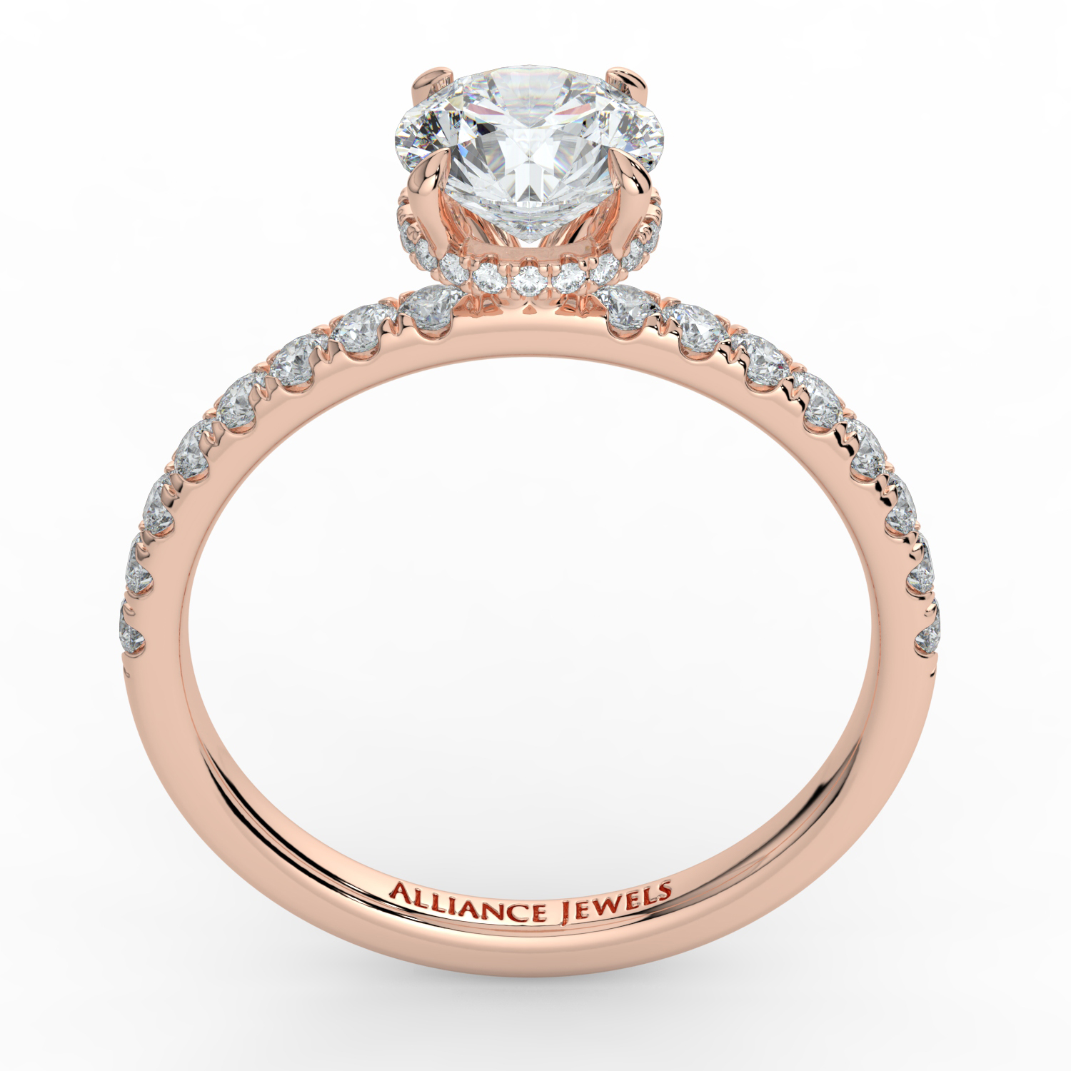 Round Wraparound Hidden Halo Diamond Band