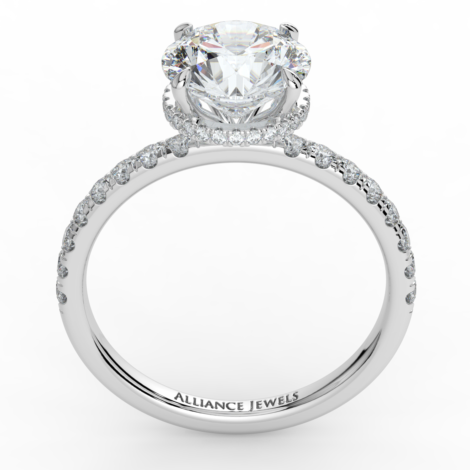 Round Wraparound Hidden Halo Diamond Band