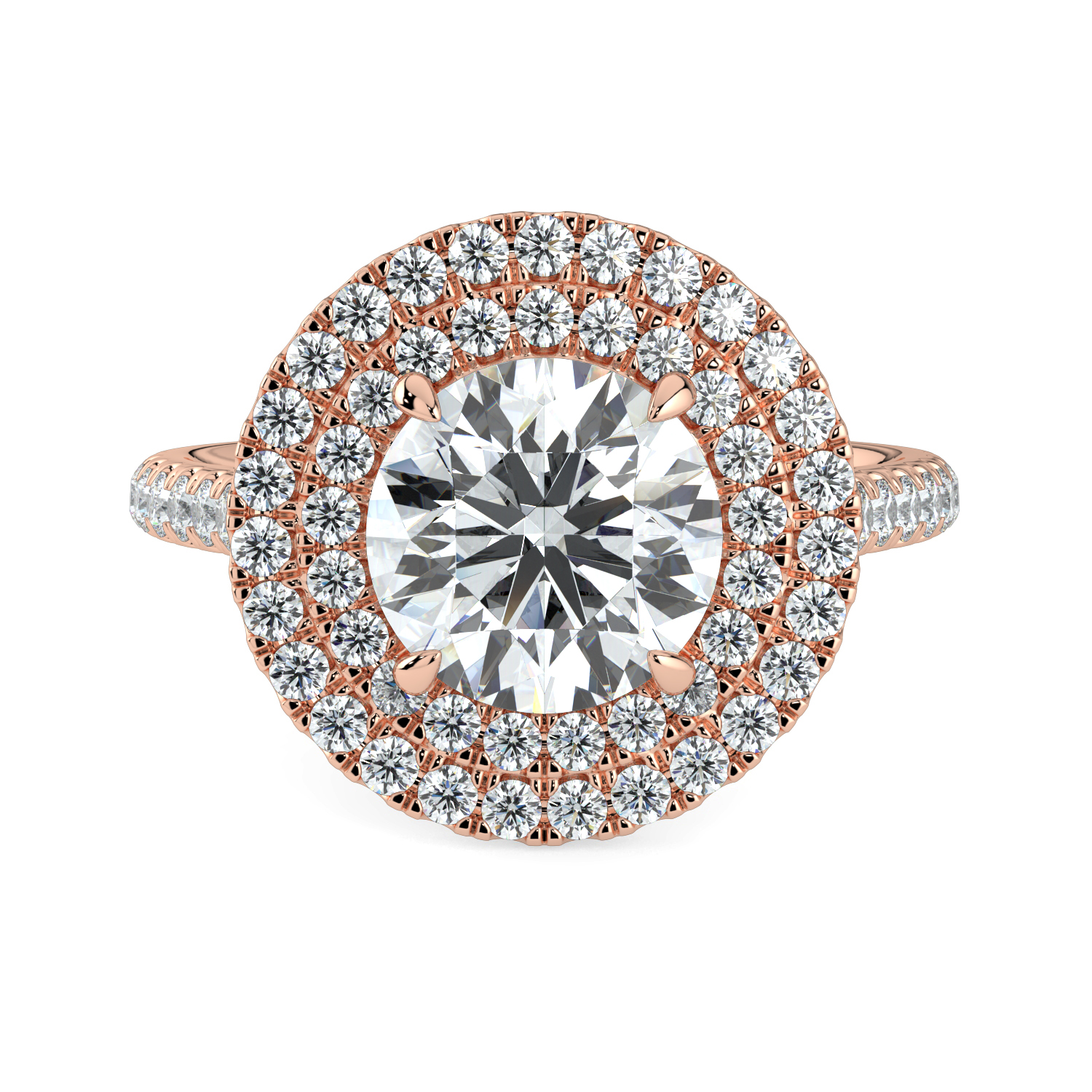 Round Double Halo Diamond Band