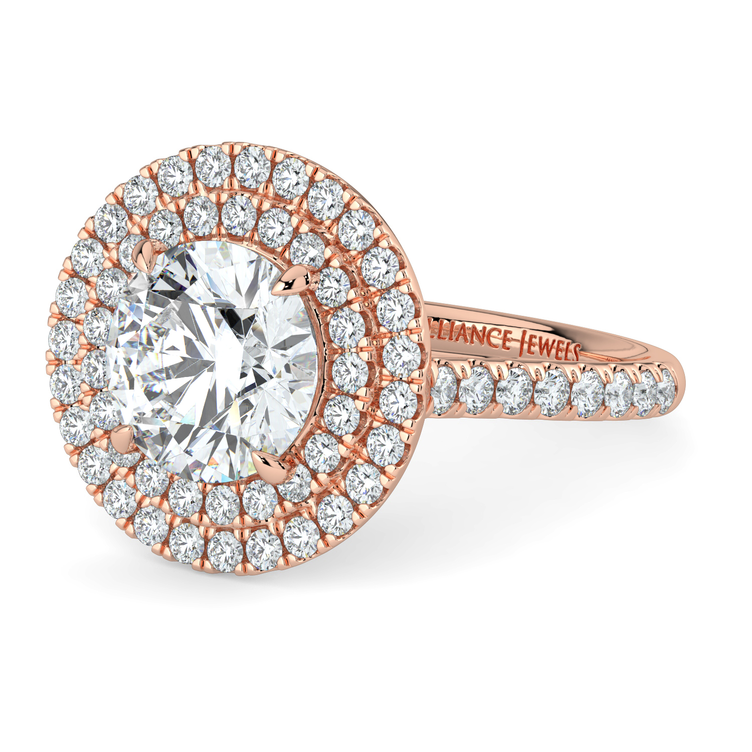 Round Double Halo Diamond Band